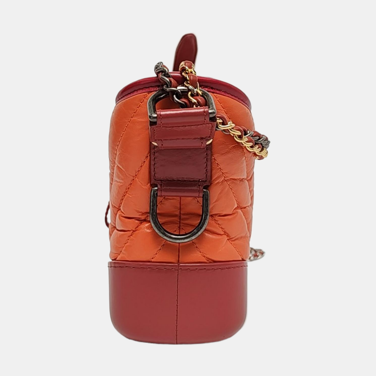 CHANEL GABRIELLE Small Orange Calfskin Quilted V-Shape Shoulder Bag Crossbody Bag Detachable Strap-(SKU)-958064950