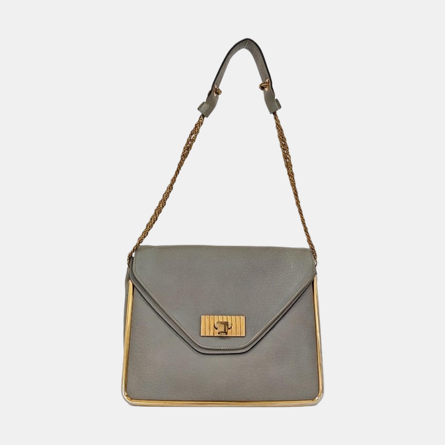 Chloé Sally Medium size Grey Leather Single Shoulder Bag Golden hardware-(SKU)-958155773