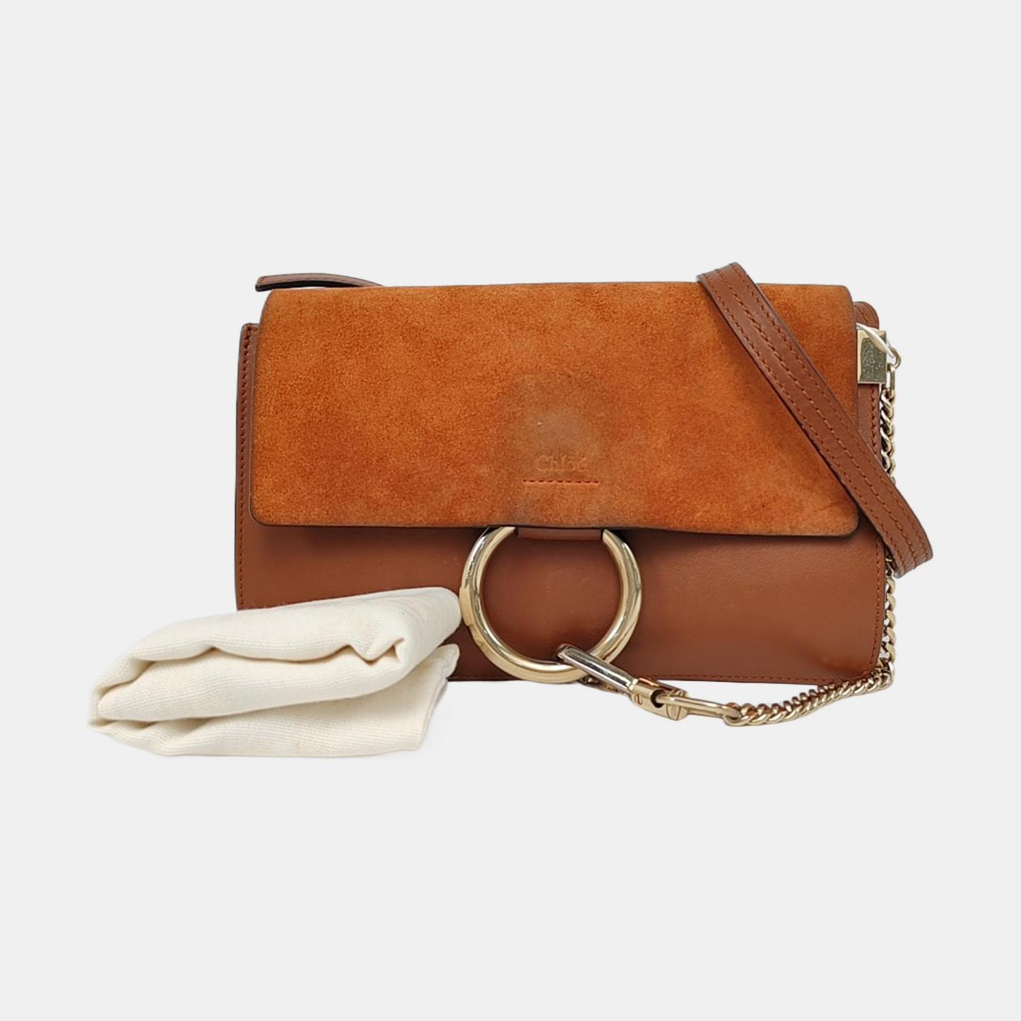 Chloé Faye Small size Brown Cowhide Embossed Crossbody Bag Single Shoulder Bag Golden hardware-(SKU)-957953452