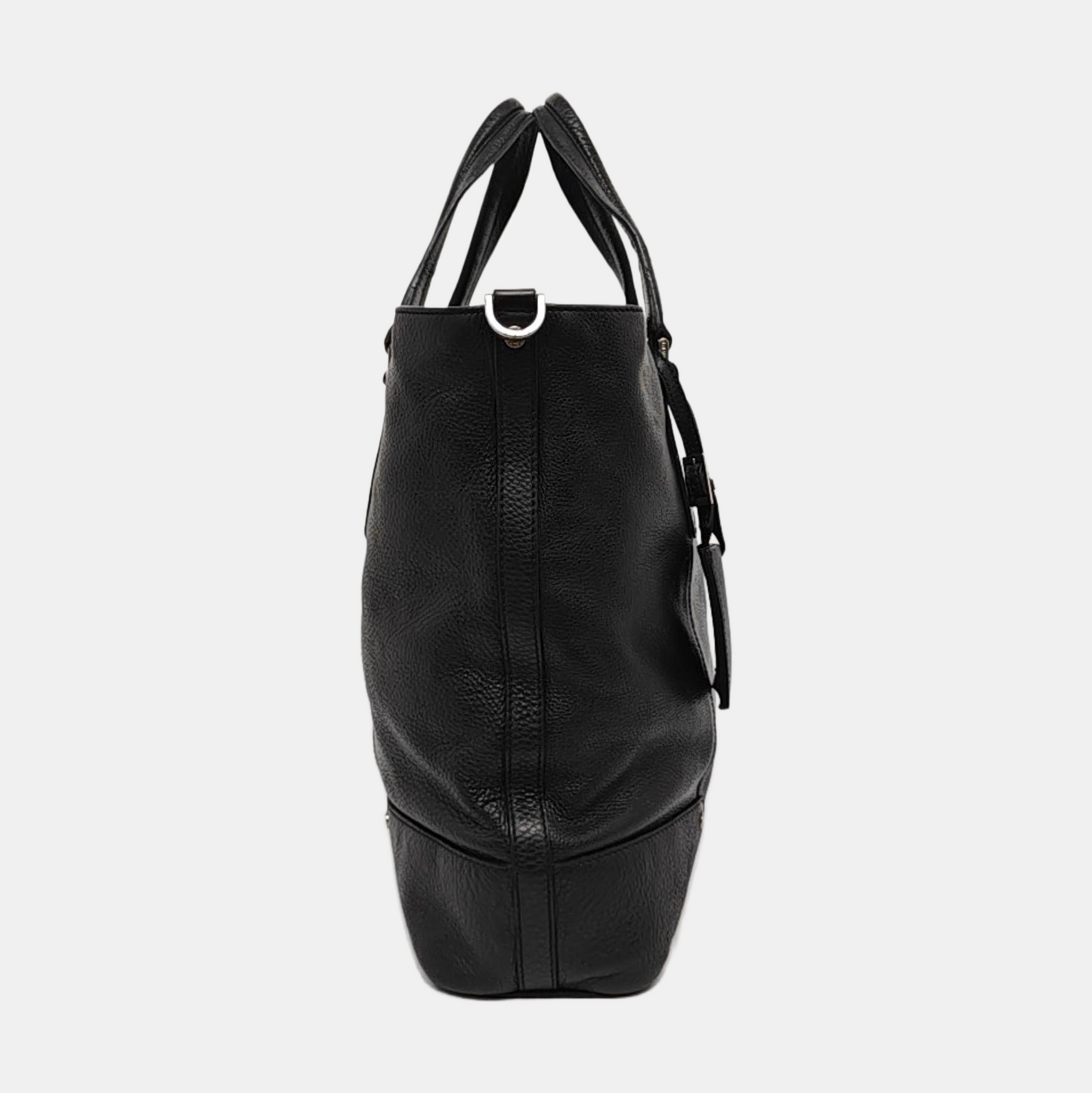 BVLGARI Tote bag Black cowhide tote bag Silver Hardware-(SKU)-958155763