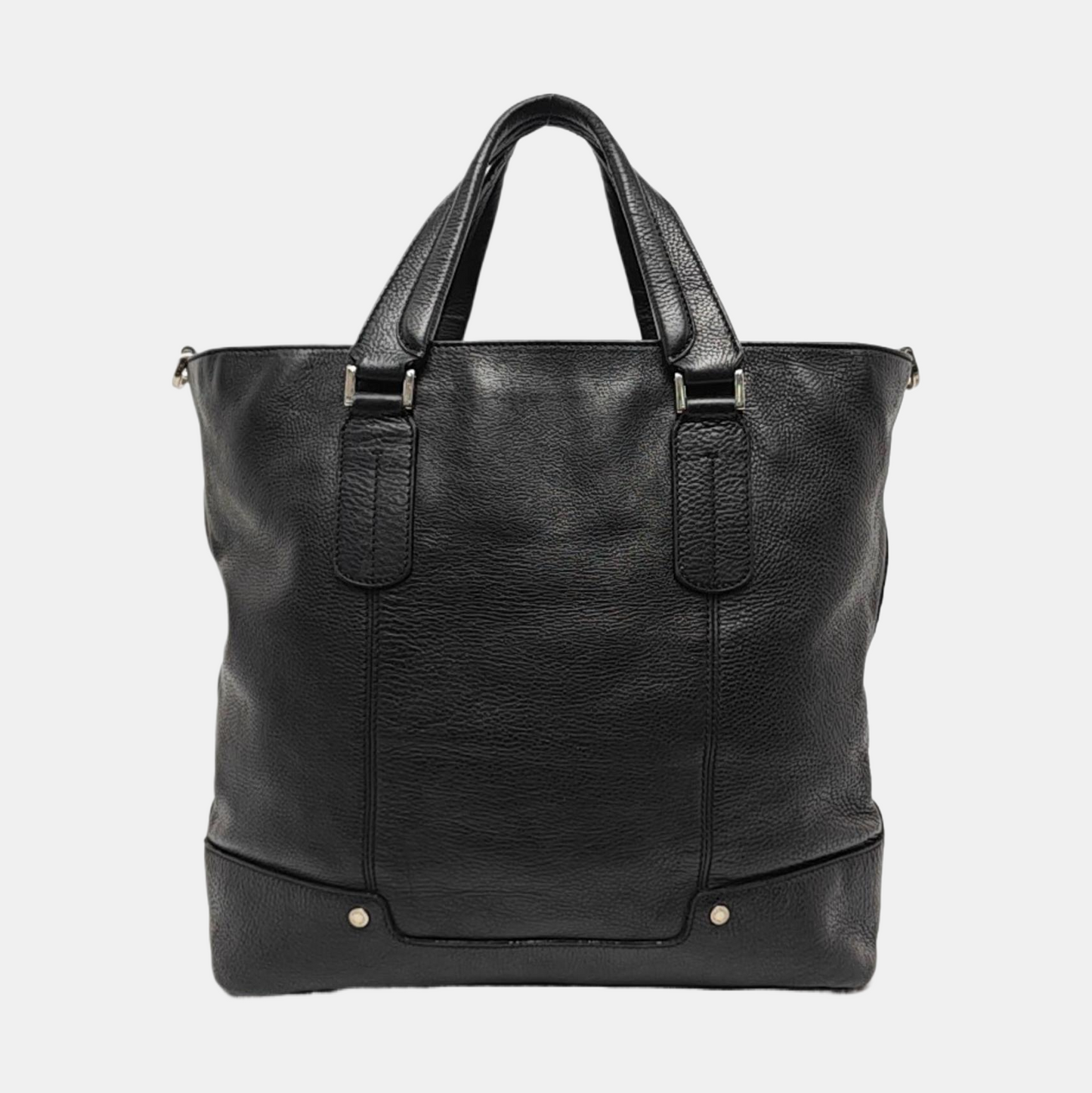 BVLGARI Tote bag Black cowhide tote bag Silver Hardware-(SKU)-958155763