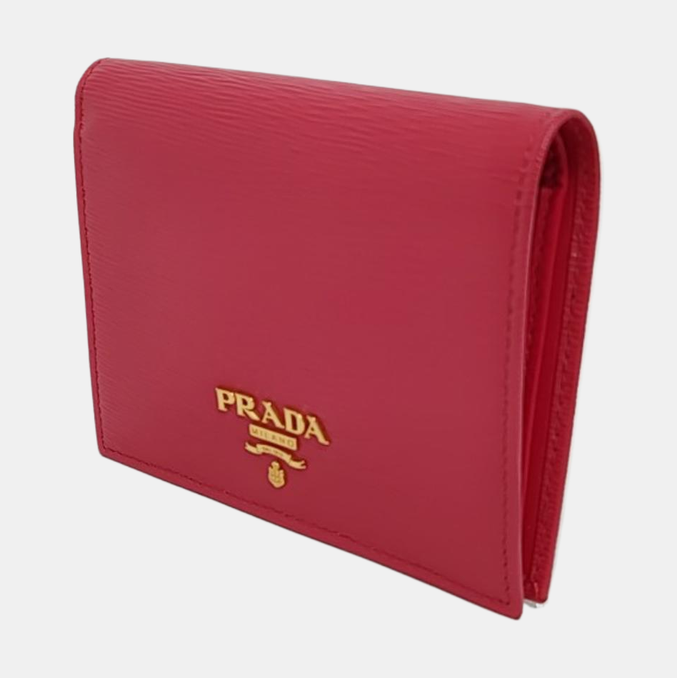 PRADA Fuchsia Leather Wallet Golden hardware-(SKU)-958110711