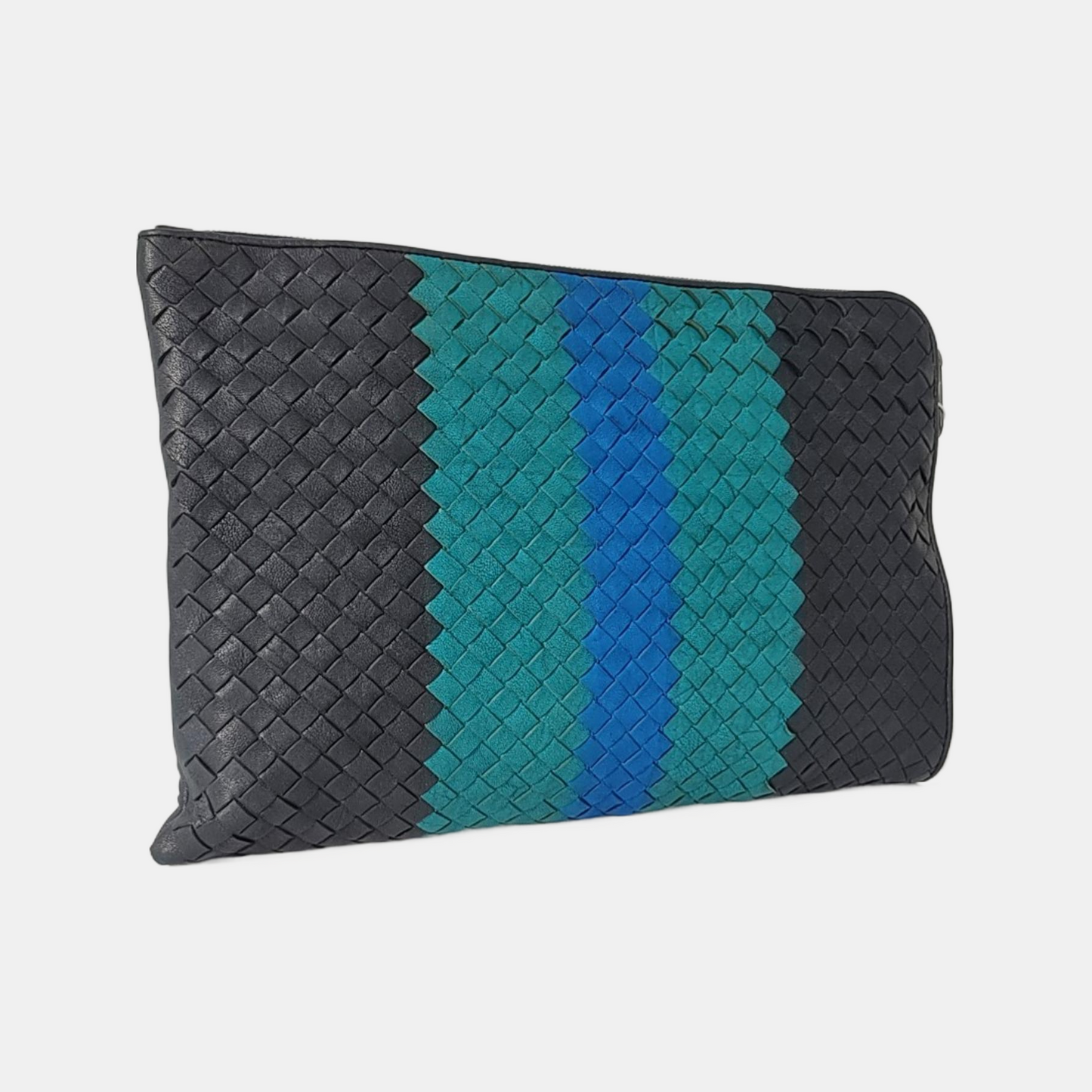 BOTTEGA VENETA Contrast Color Leather Woven Clutch Ruthenium color hardware-(SKU)-958209922