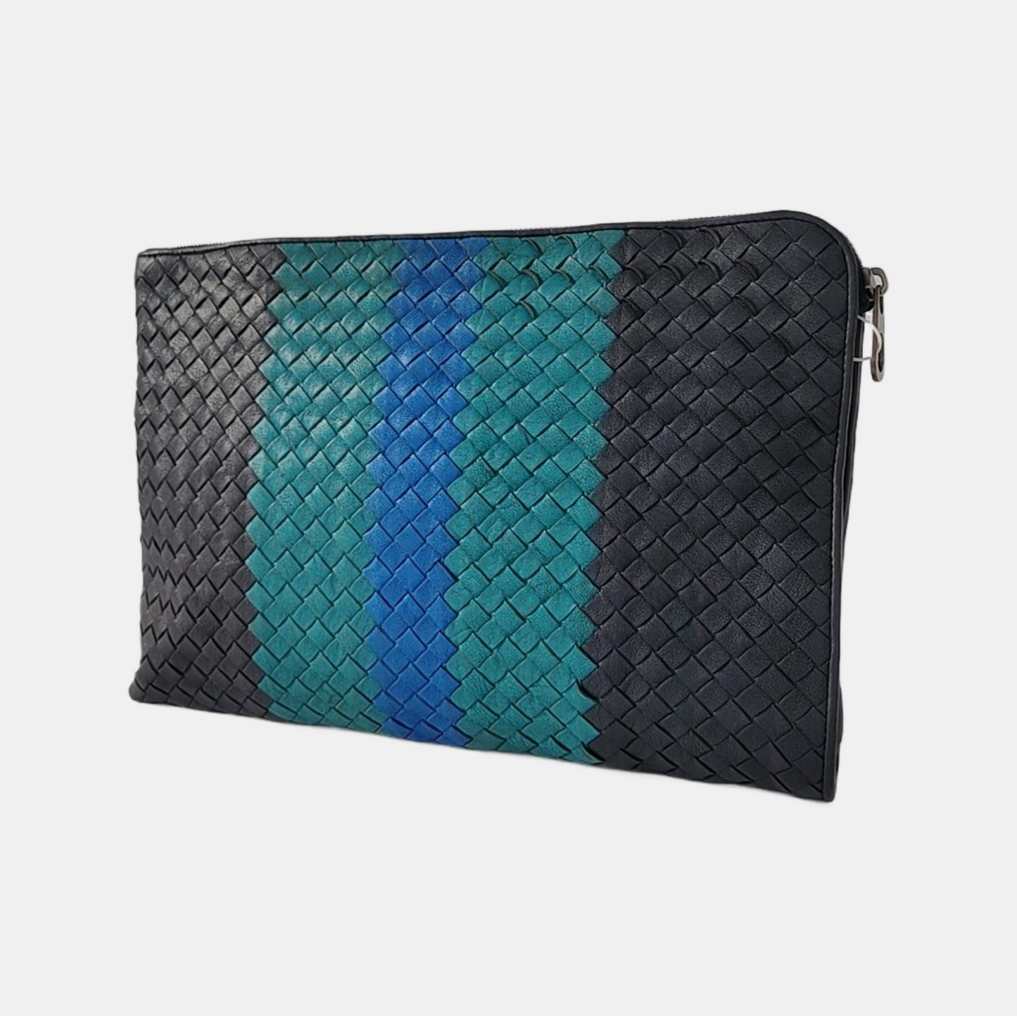 BOTTEGA VENETA Contrast Color Leather Woven Clutch Ruthenium color hardware-(SKU)-958209922