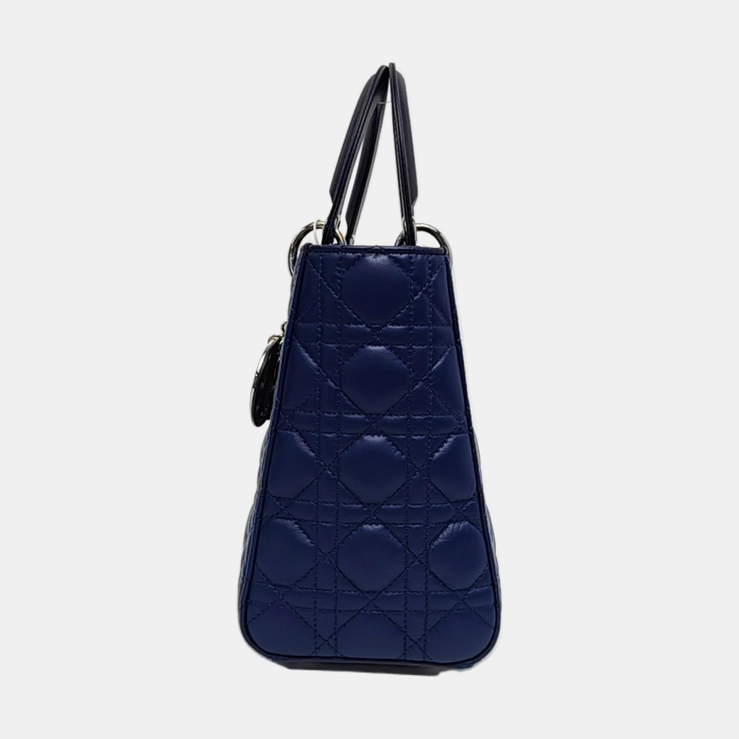 DIOR Lady Dior Medium Size Blue Lamb Skin Quilted Dior Bag Crossbody Shoulder Bag with Detachable Strap-(SKU)-958282075