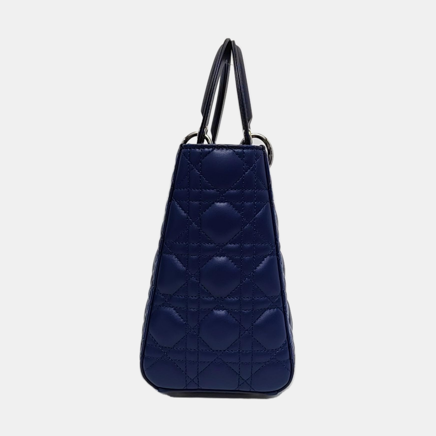 DIOR Lady Dior Medium Size Blue Lamb Skin Quilted Dior Bag Crossbody Shoulder Bag with Detachable Strap-(SKU)-958282075