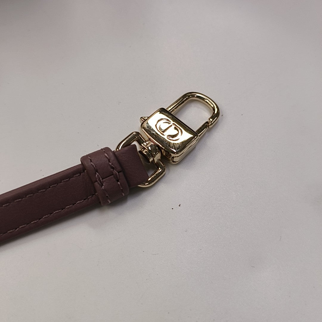 DIOR Lady D-Joy Super Mini Purple Lamb Skin Wicker Stitched Crossbody Shoulder Bag Handbag Tote Bag Golden Hardware 2 Removable Straps-(SKU)-958282279