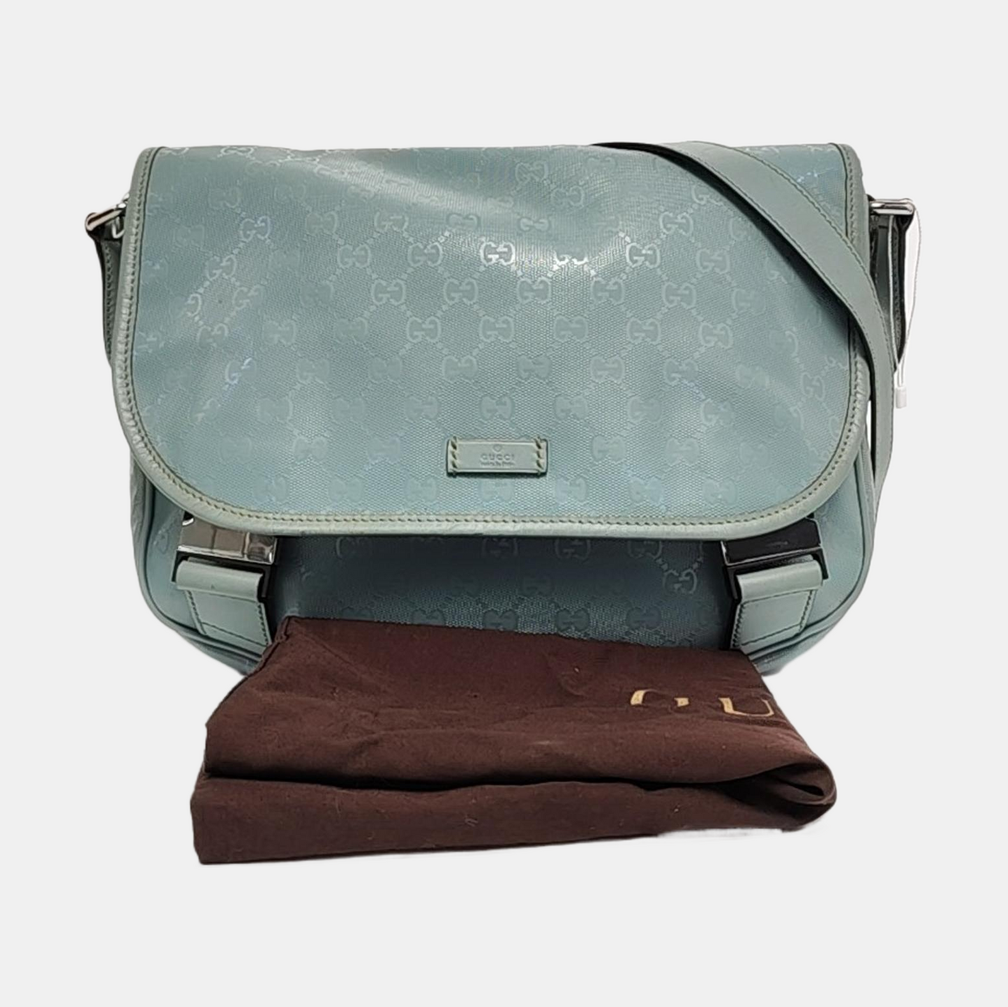 GUCCI Light Blue Coated Canvas La Vieille Russie Single Shoulder Bag Crossbody Bag Silver Hardware-(SKU)-958171840