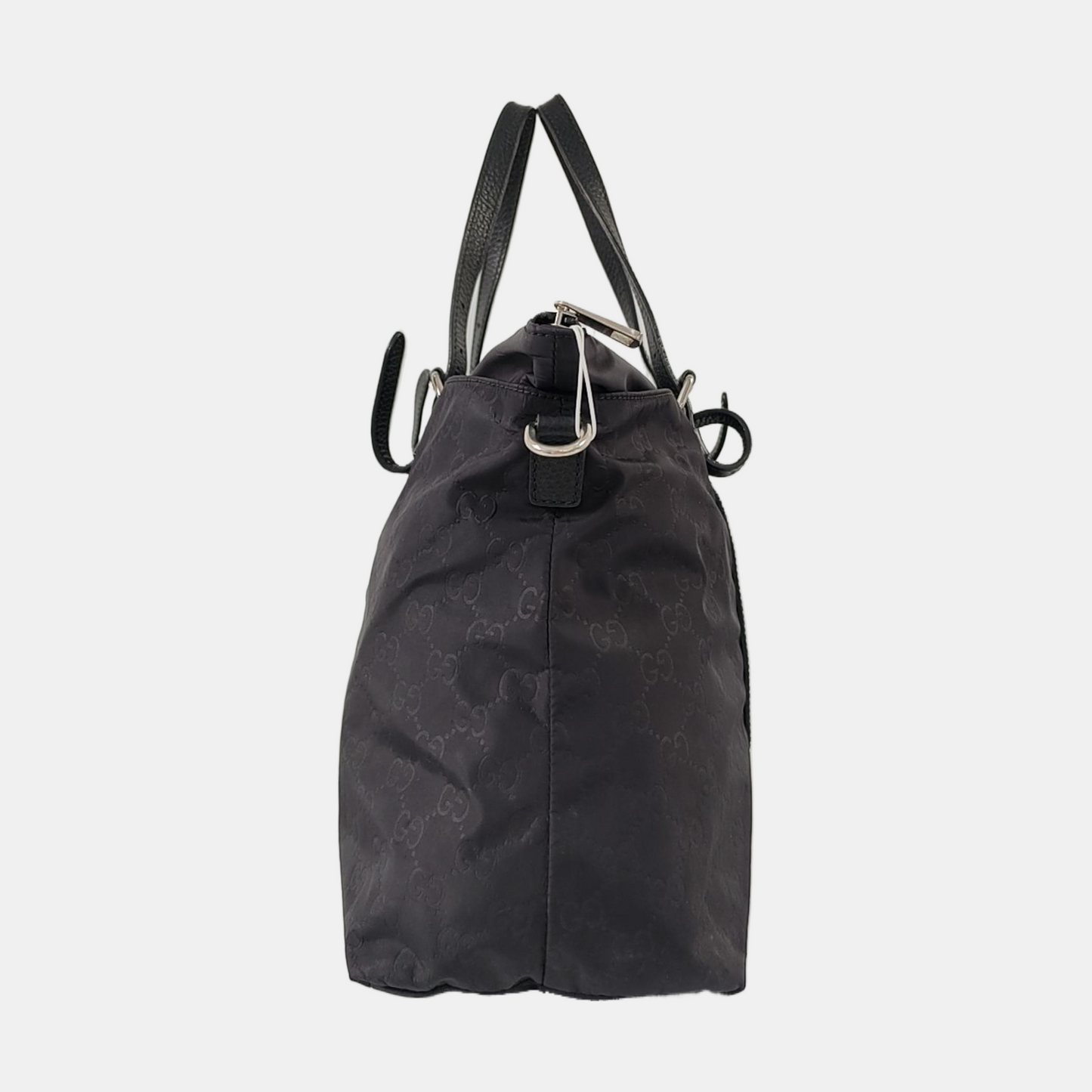 GUCCI GG Imprime Black Nylon Old Flower Single Shoulder Bag Handbag Crossbody Bag Silver Hardware Removable shoulder strap-(SKU)-958181512