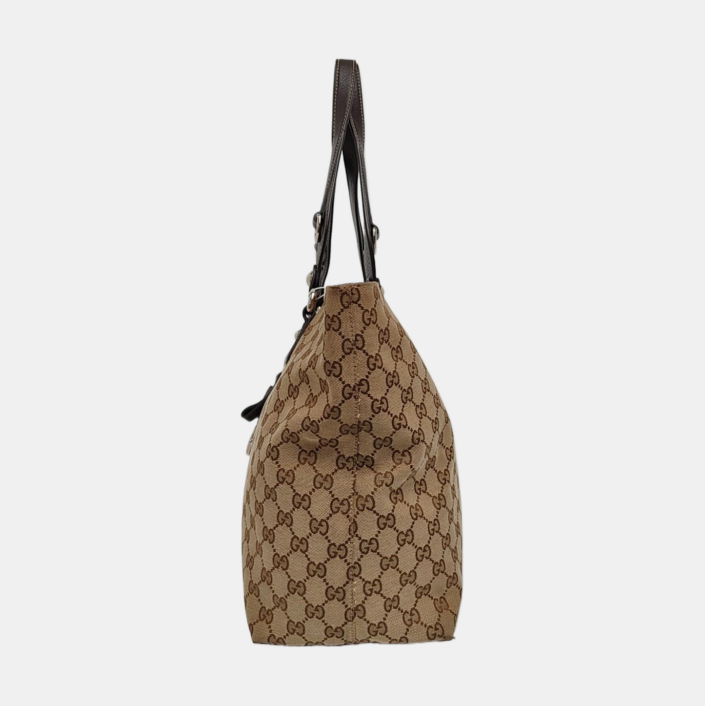 GUCCI Babouska Khaki canvas monogram crossbody bag, handbag Silver Hardware-(SKU)-958404540