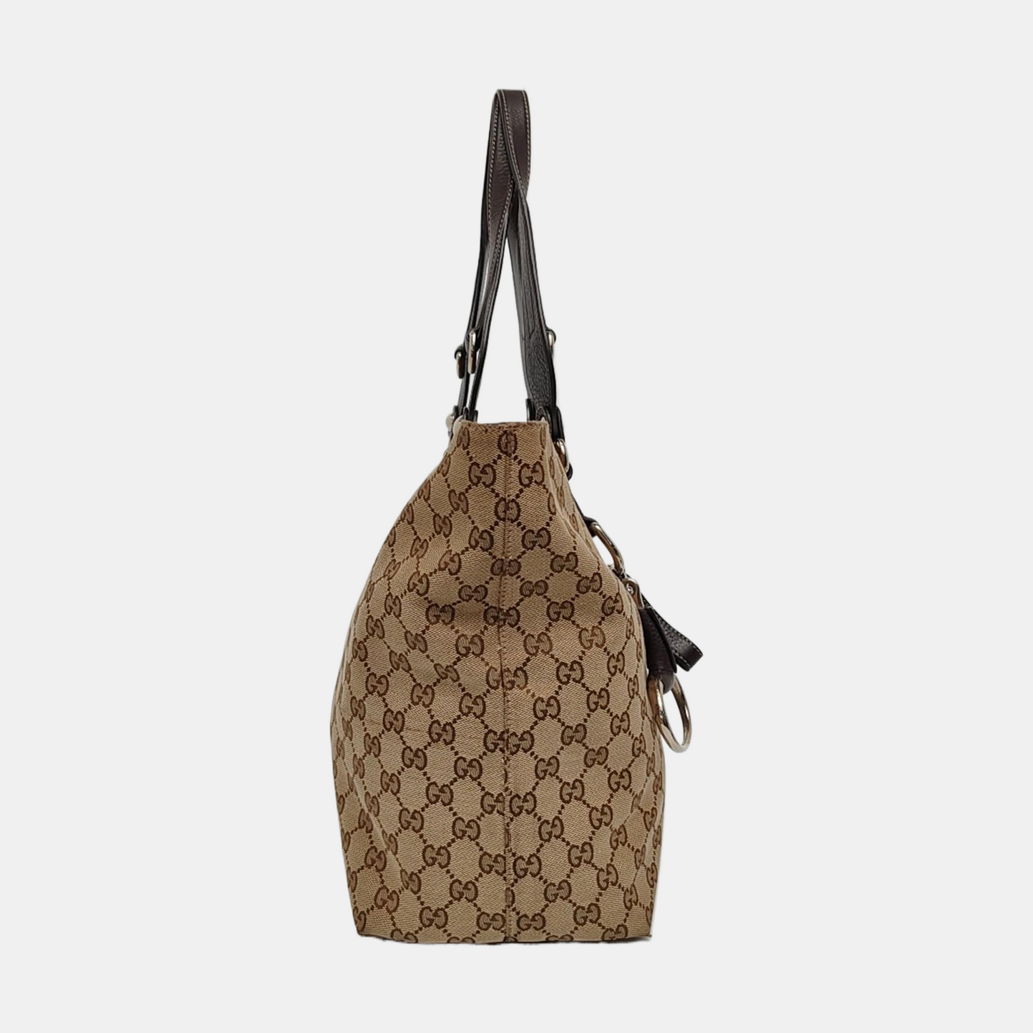 GUCCI Babouska Khaki canvas monogram crossbody bag, handbag Silver Hardware-(SKU)-958404540