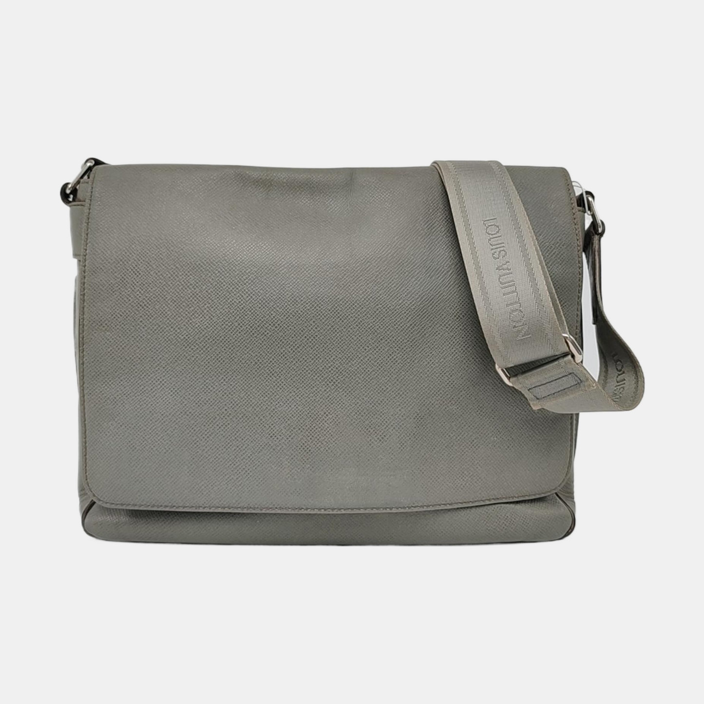 LOUIS VUITTON ROMAN Gray Cowhide Crossbody Single Shoulder Bag Silver Hardware-(SKU)-958340787