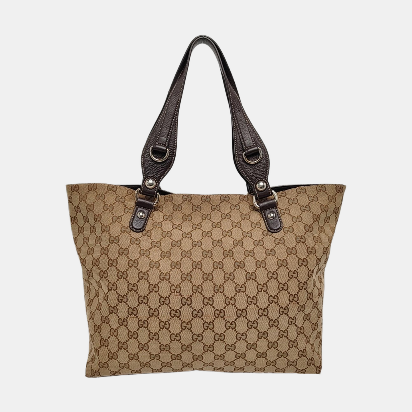 GUCCI Babouska Khaki canvas monogram crossbody bag, handbag Silver Hardware-(SKU)-958404540