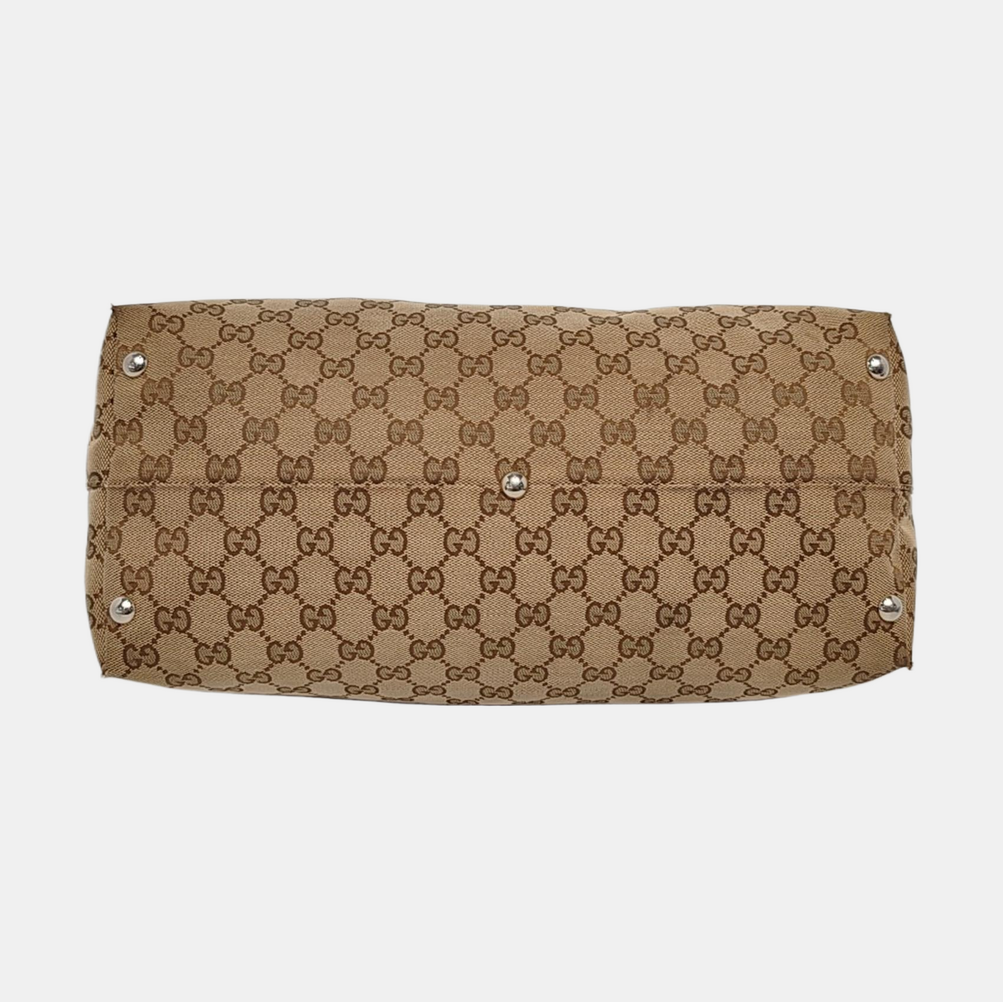 GUCCI Babouska Khaki canvas monogram crossbody bag, handbag Silver Hardware-(SKU)-958404540