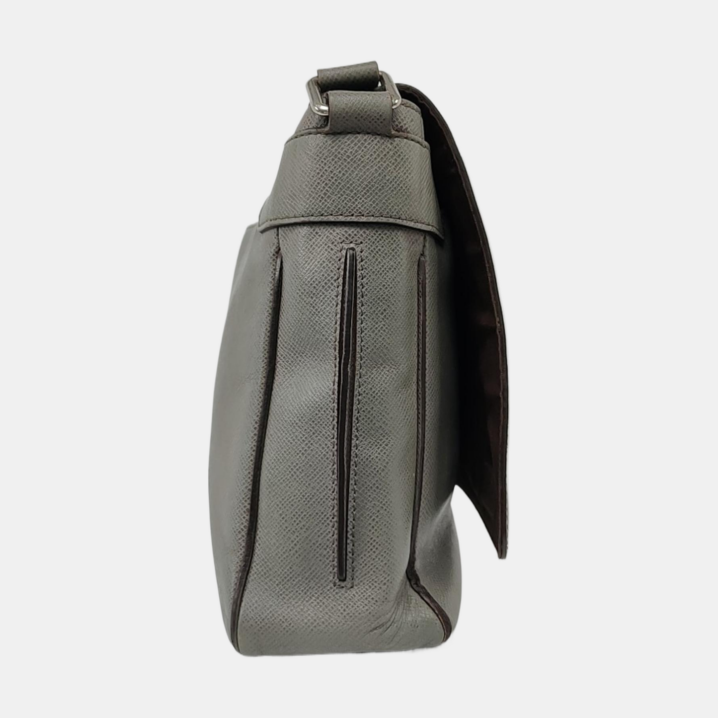 LOUIS VUITTON ROMAN Gray Cowhide Crossbody Single Shoulder Bag Silver Hardware-(SKU)-958340787