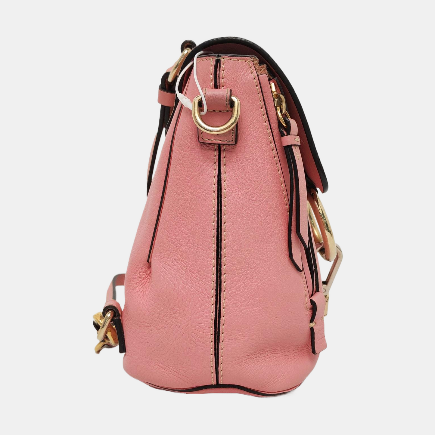 Chloé Faye mini Pink Cowhide Backpack Single Shoulder Bag Golden hardware shoulder straps-(SKU)-958394147