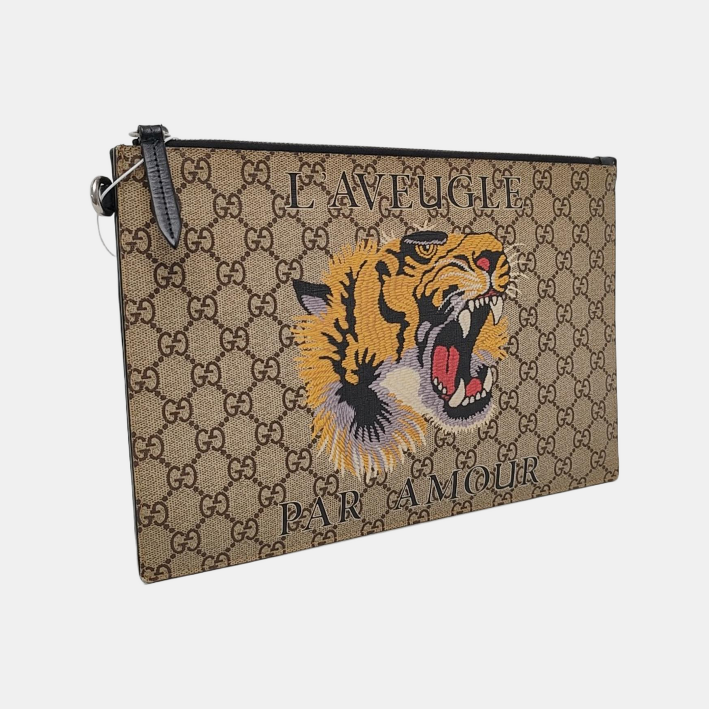 GUCCI GG Supreme Brown Coated Canvas Monogram Printed Clutch Silver Hardware-(SKU)-958361759