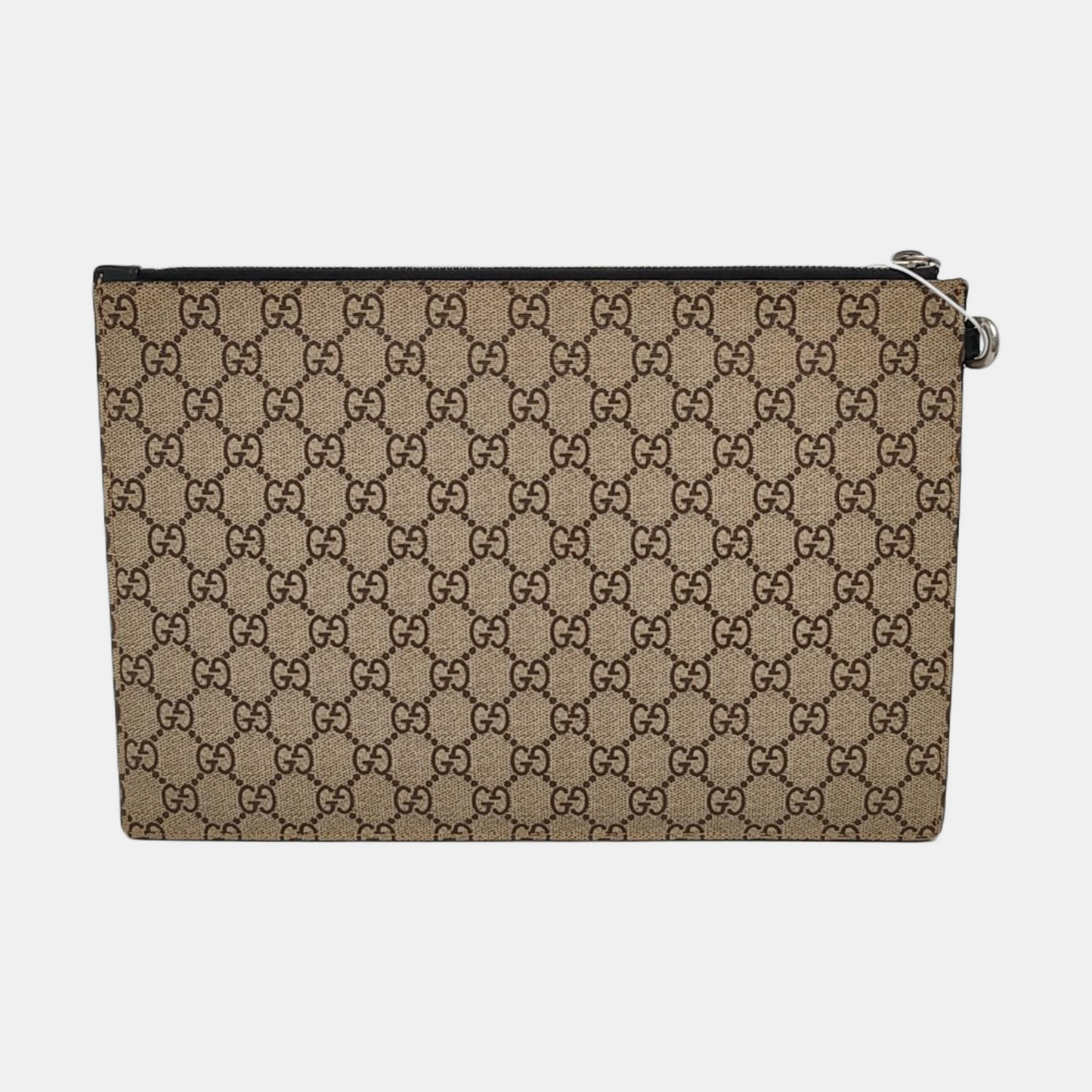 GUCCI GG Supreme Brown Coated Canvas Monogram Printed Clutch Silver Hardware-(SKU)-958361759