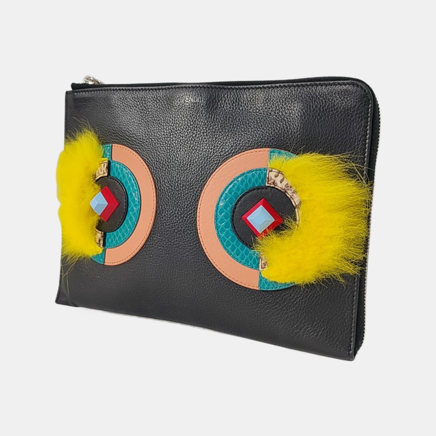 FENDI Monster Black cowhide monster handbag Silver Hardware-(SKU)-958286778