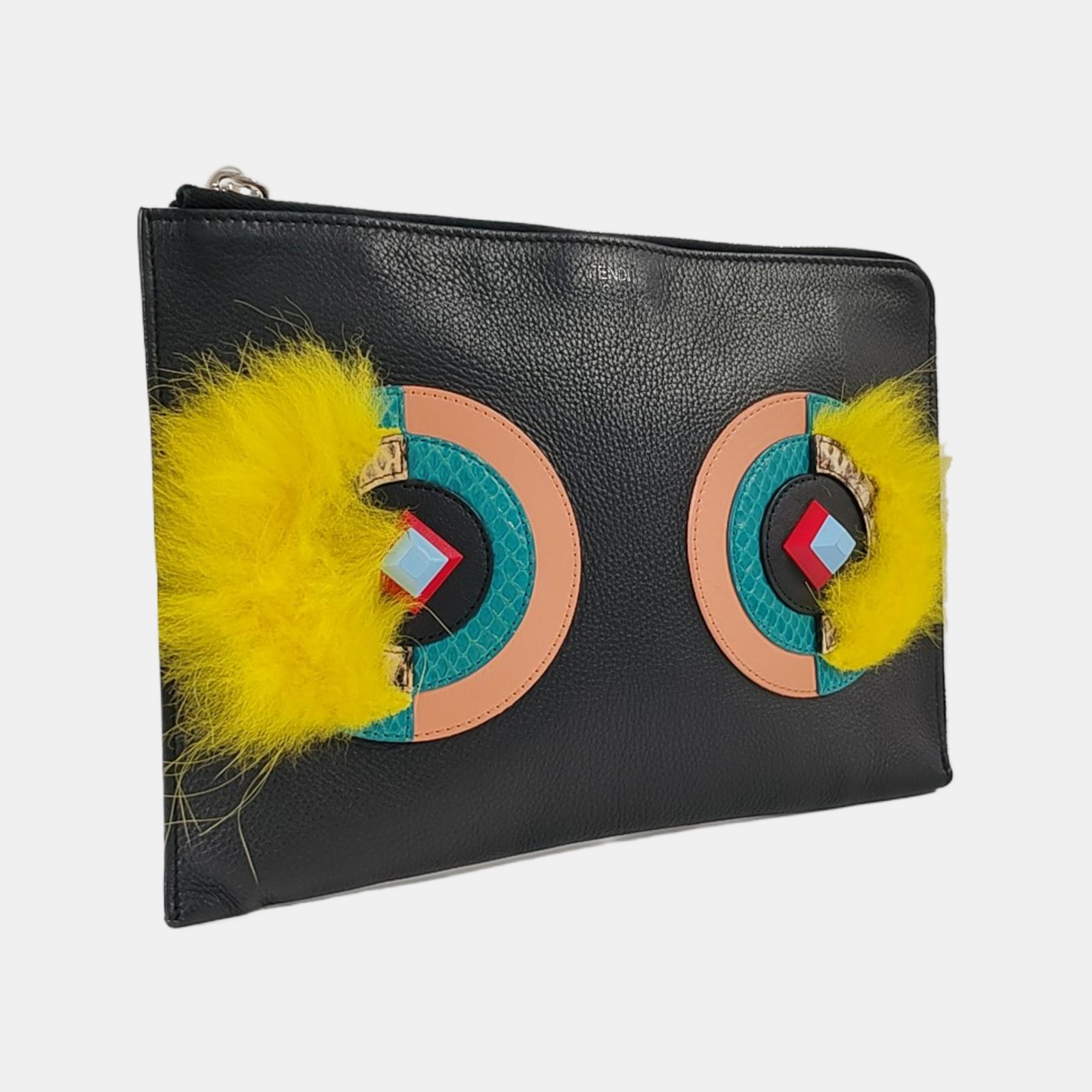 FENDI Monster Black cowhide monster handbag Silver Hardware-(SKU)-958286778
