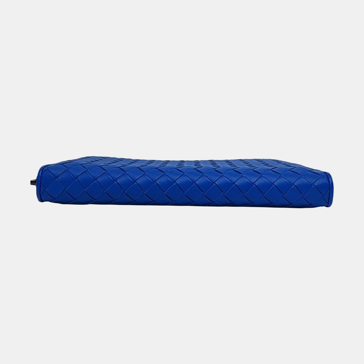 BOTTEGA VENETA Blue sheepskin woven wallet Black hardware-(SKU)-958486803