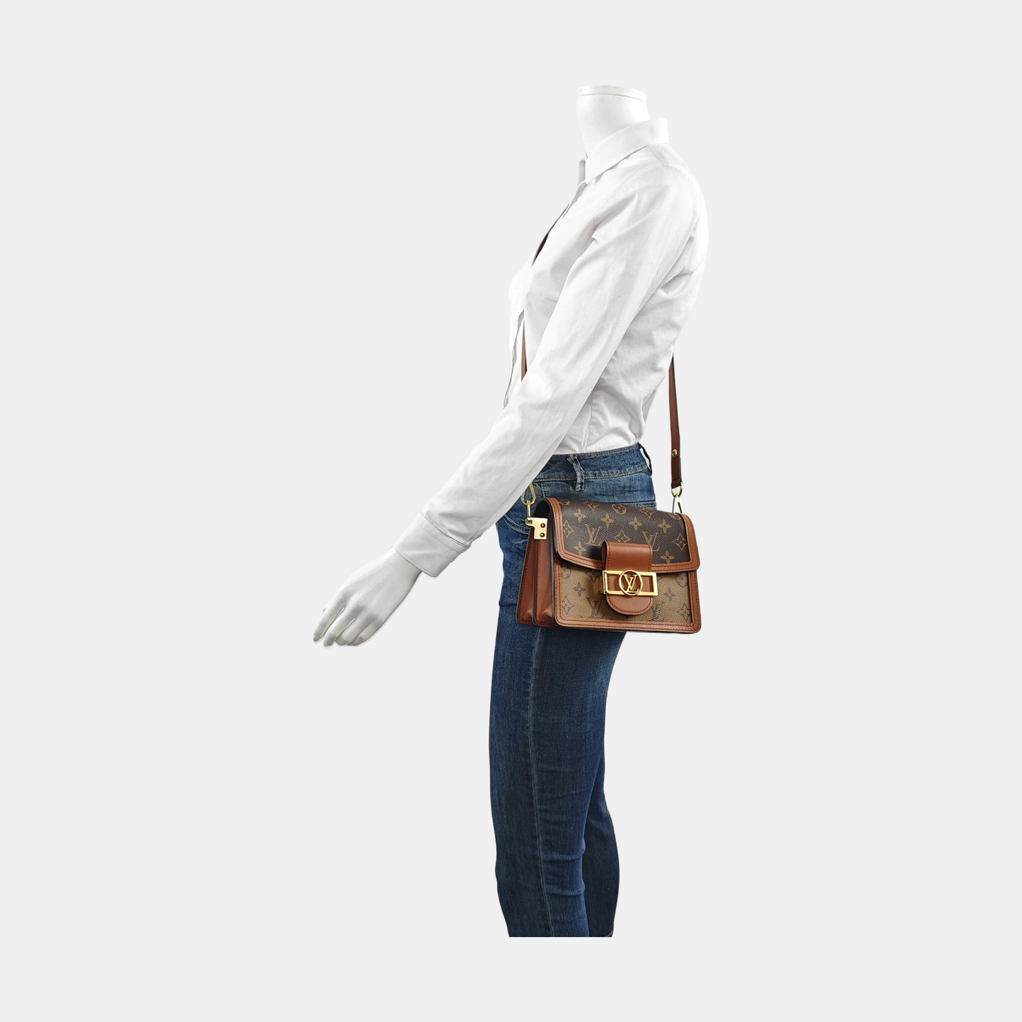 LOUIS VUITTON DAUPHINE Mini Brown Coated Canvas Monogram Vernis Dauphine Crossbody Bag Shoulder Bag Adjustable Strap Complete Accessories-(SKU)-958208247