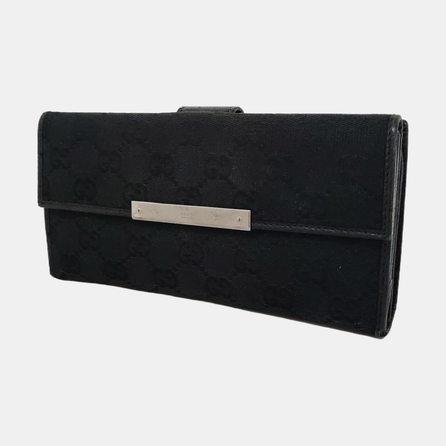 GUCCI Black Canvas Vintage Wallet Golden hardware-(SKU)-958453110