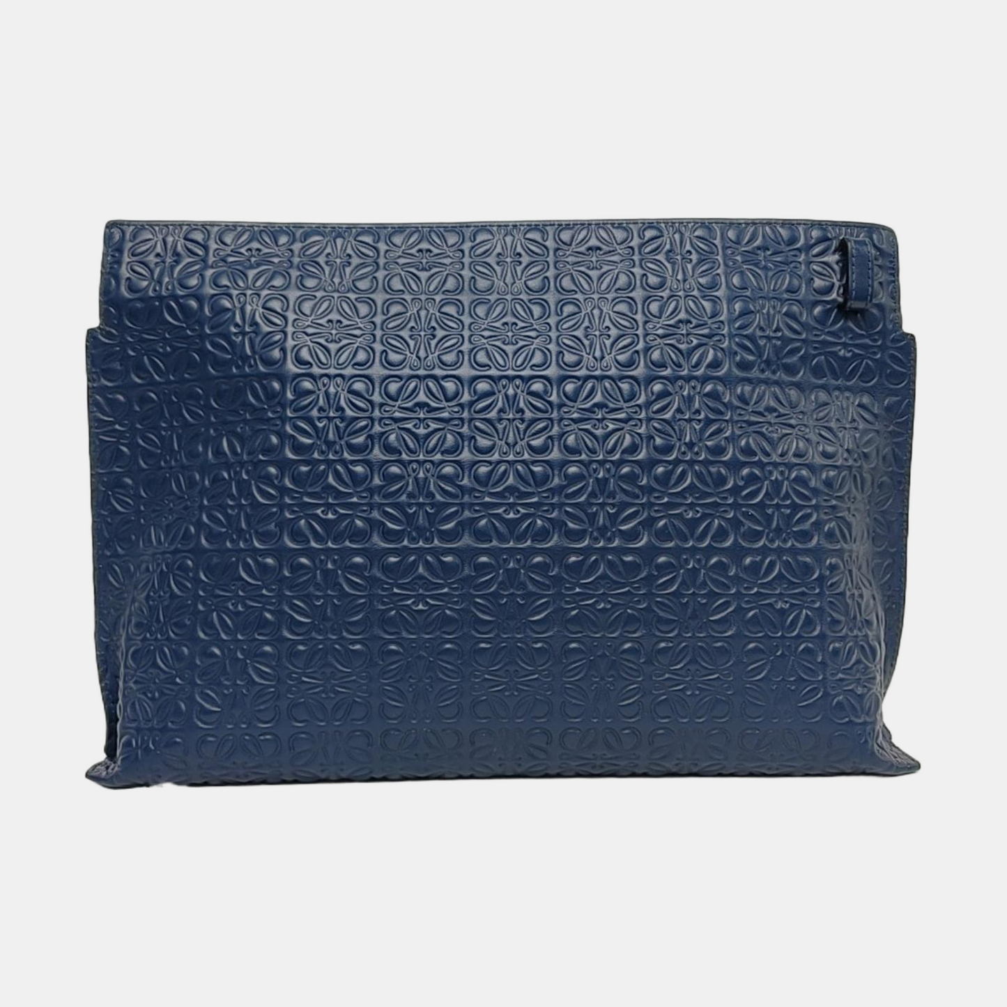 LOEWE T Pouch Blue Calfskin Monogrammed Handbag Golden hardware-(SKU)-957656312
