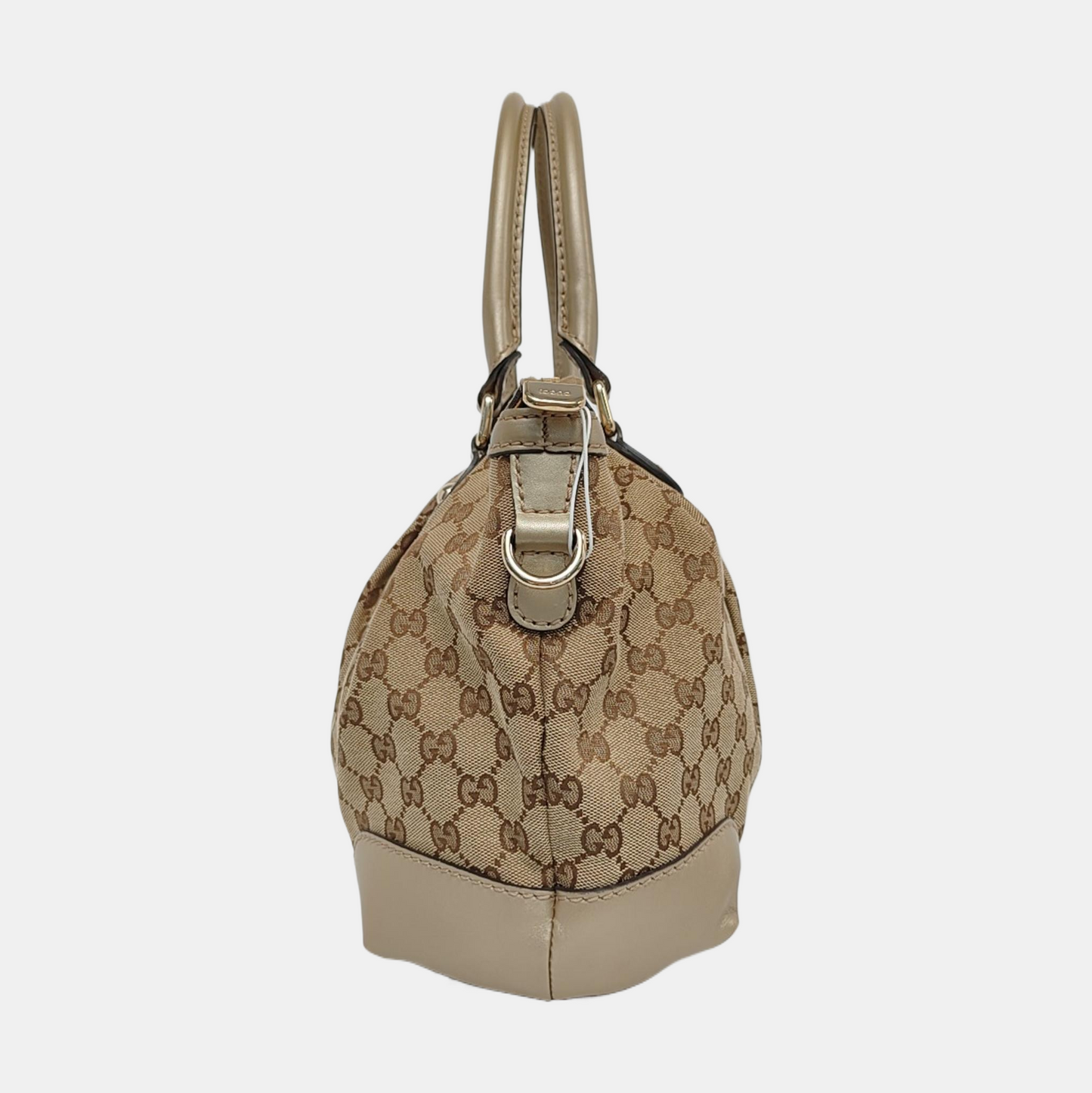 GUCCI Sukey Khaki Canvas Monogram Crossbody Bag Golden hardware Removable shoulder strap-(SKU)-958213257