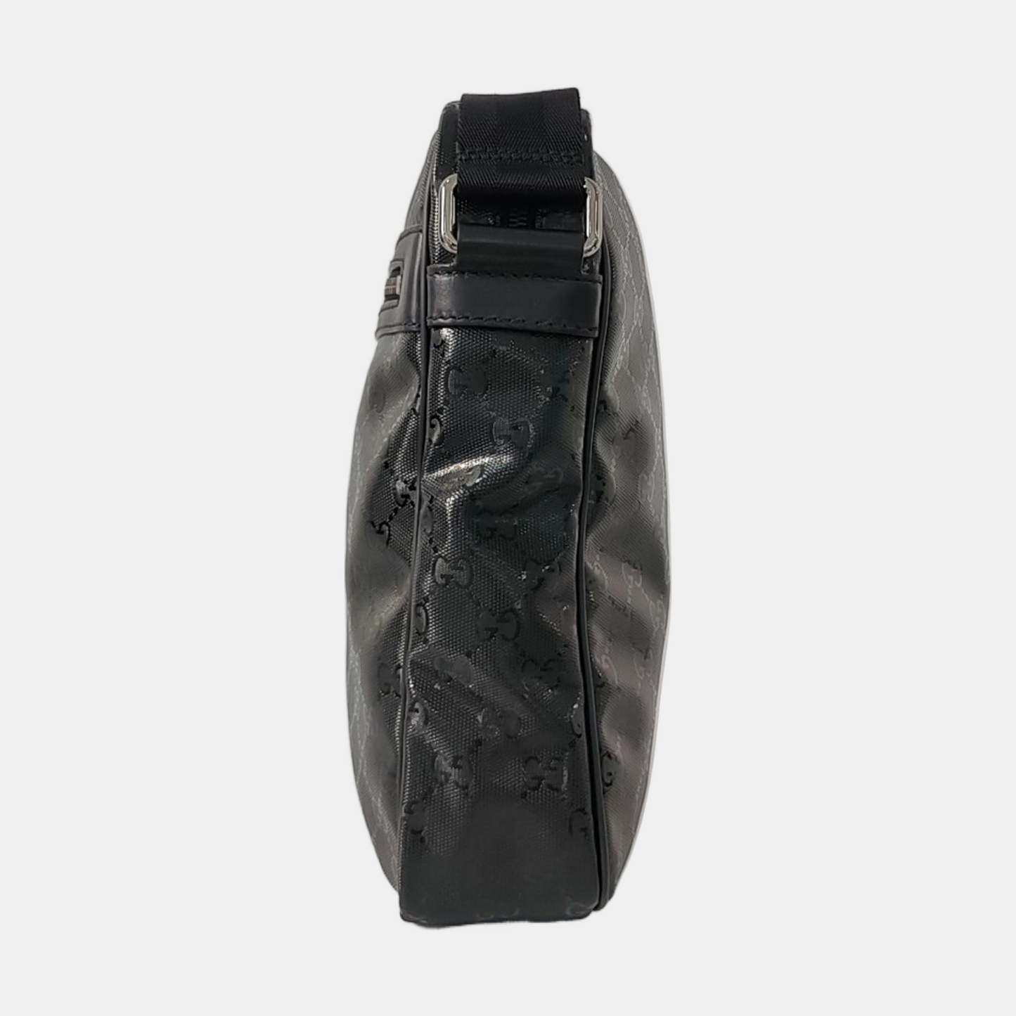 GUCCI Black Coated Canvas Monogrammed Single Shoulder Bag Sling Golden hardware-(SKU)-958447718