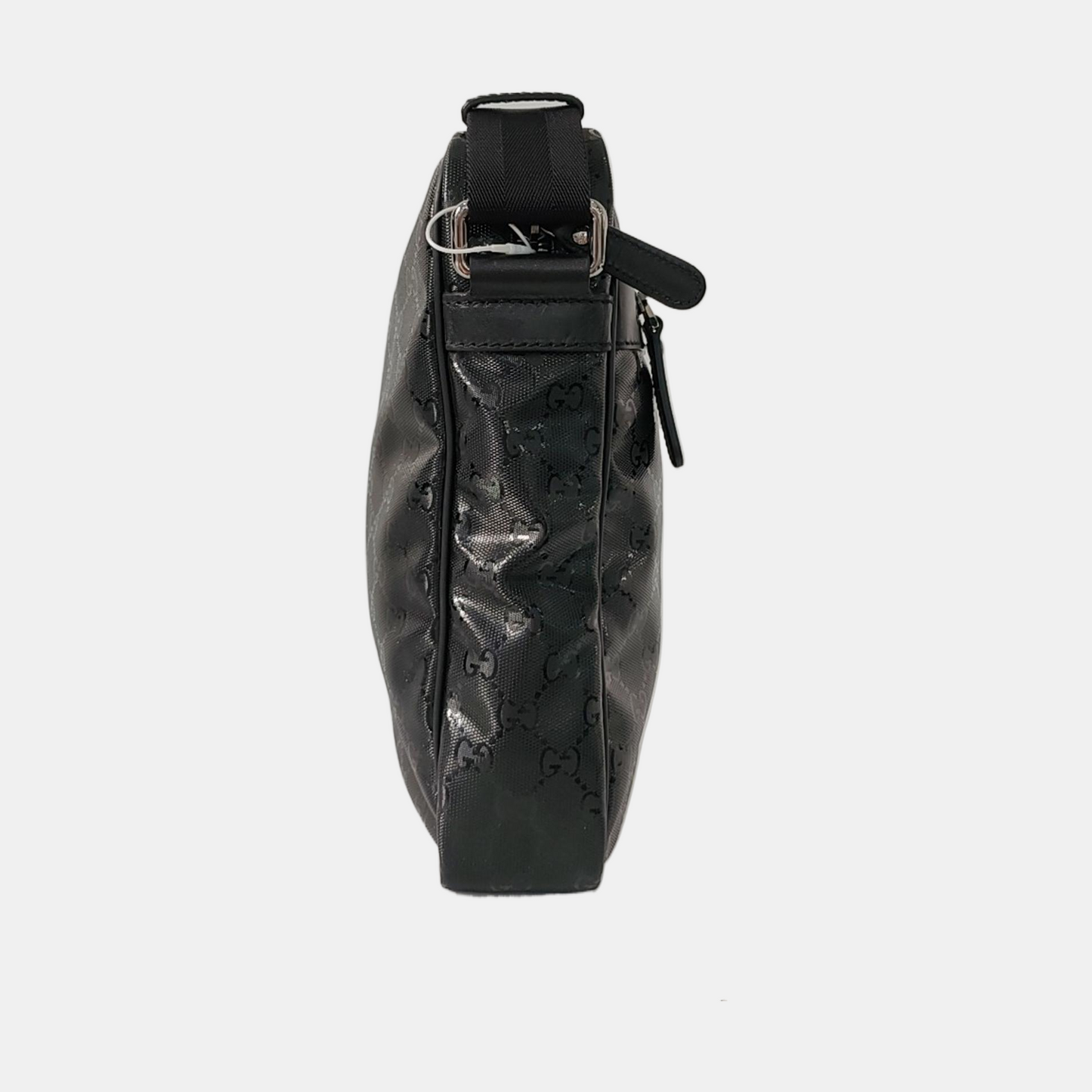 GUCCI Black Coated Canvas Monogrammed Single Shoulder Bag Sling Golden hardware-(SKU)-958447718