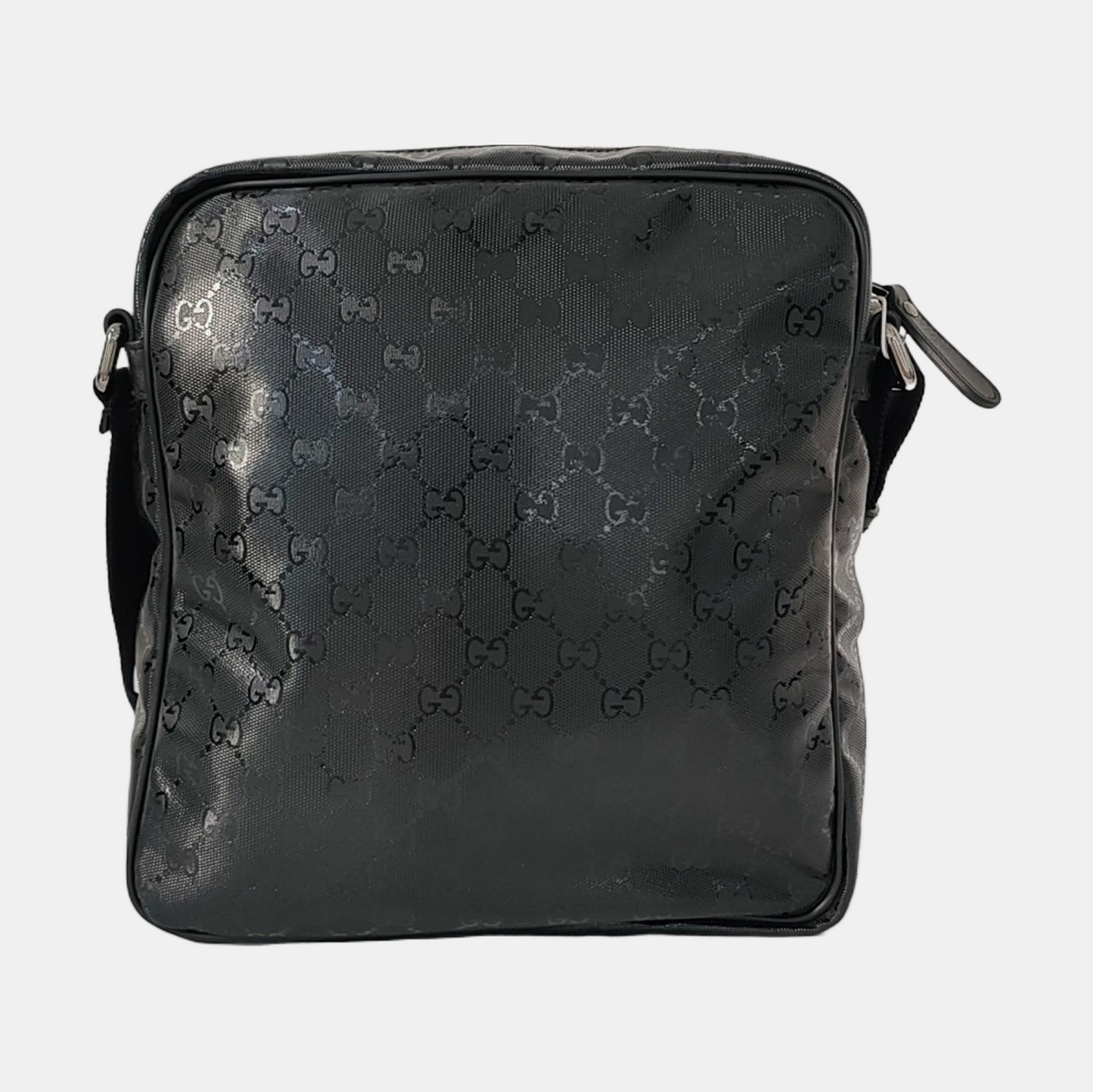 GUCCI Black Coated Canvas Monogrammed Single Shoulder Bag Sling Golden hardware-(SKU)-958447718
