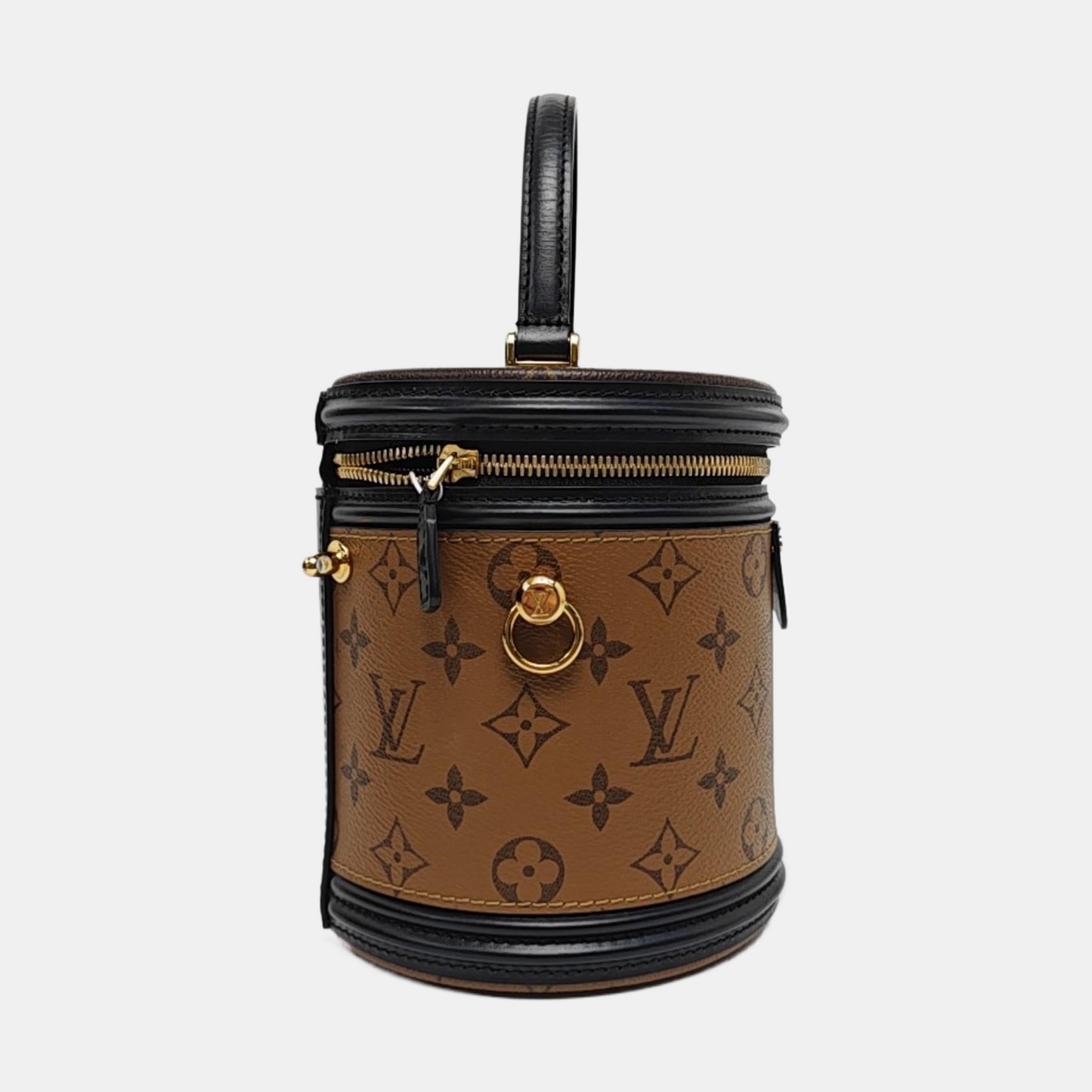 LOUIS VUITTON CANNES Small Brown Coated Canvas Monogram Damier Ebene Crossbody Tote Shoulder Bag Golden Hardware Removable Shoulder Strap-(SKU)-958365083