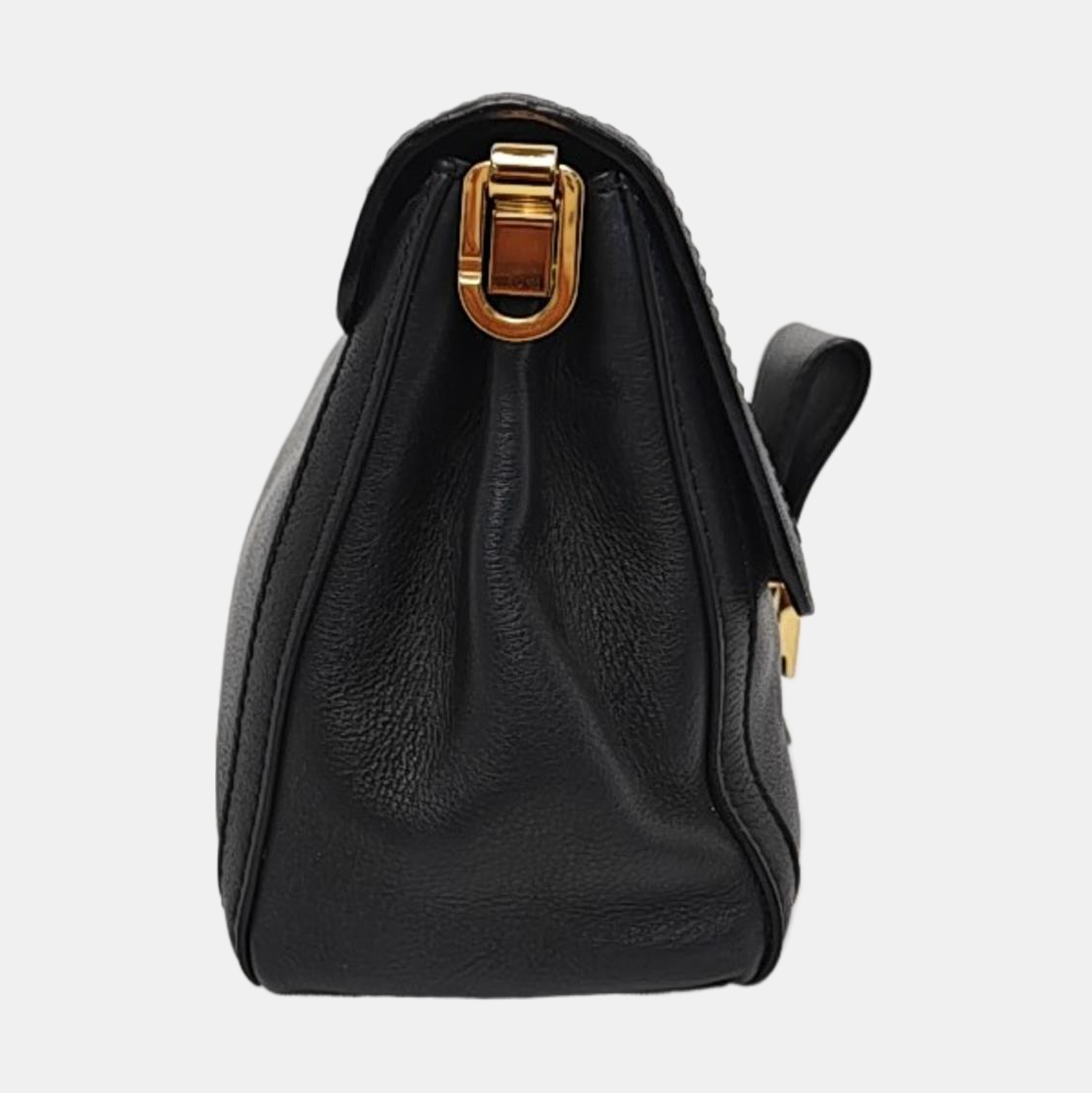 LOUIS VUITTON DAUPHINE Medium Black Leather Crossbody Shoulder Bag Handbag with Gold Hardware and 2 Removable Shoulder Straps-(SKU)-958414273
