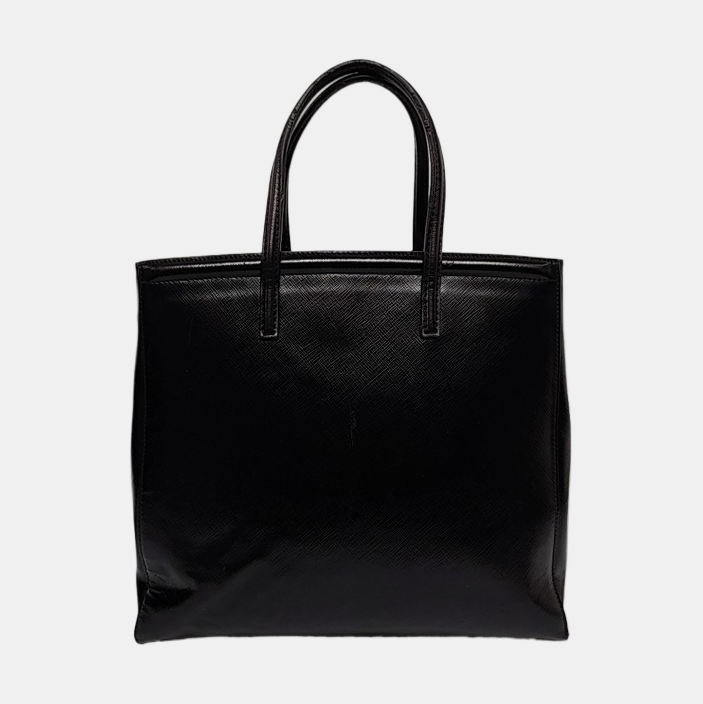 PRADA Slim Convertible Vernice Black Leather Logo Cross Grain Handbag Single Shoulder Bag Golden hardware-(SKU)-958471694