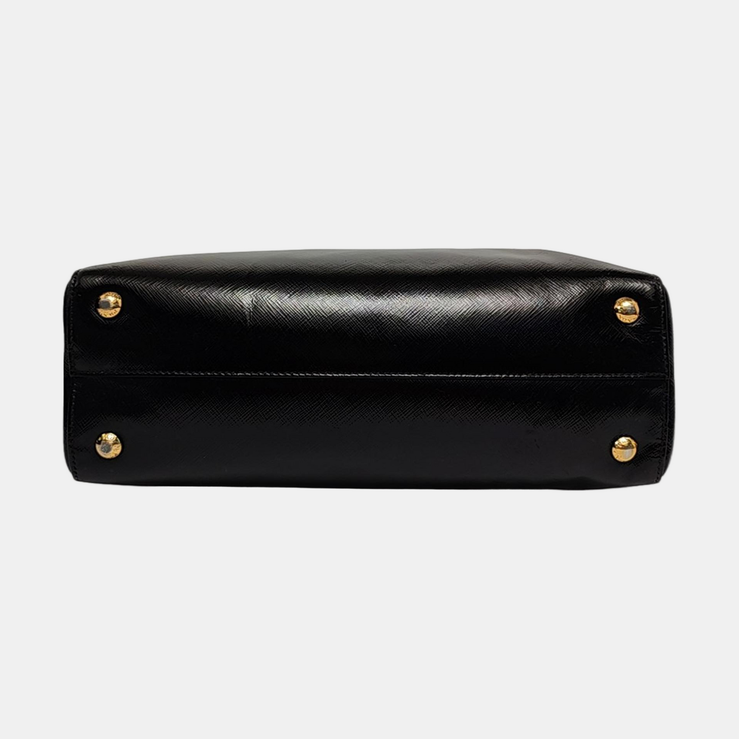 PRADA Slim Convertible Vernice Black Leather Logo Cross Grain Handbag Single Shoulder Bag Golden hardware-(SKU)-958471694