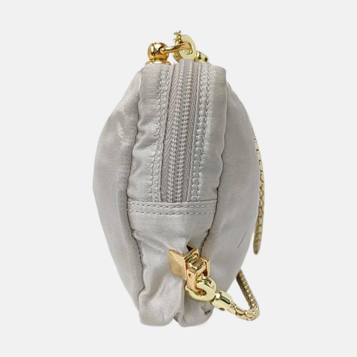PRADA Silver Gray Satin Logo Single Shoulder Bag Golden hardware-(SKU)-958257769
