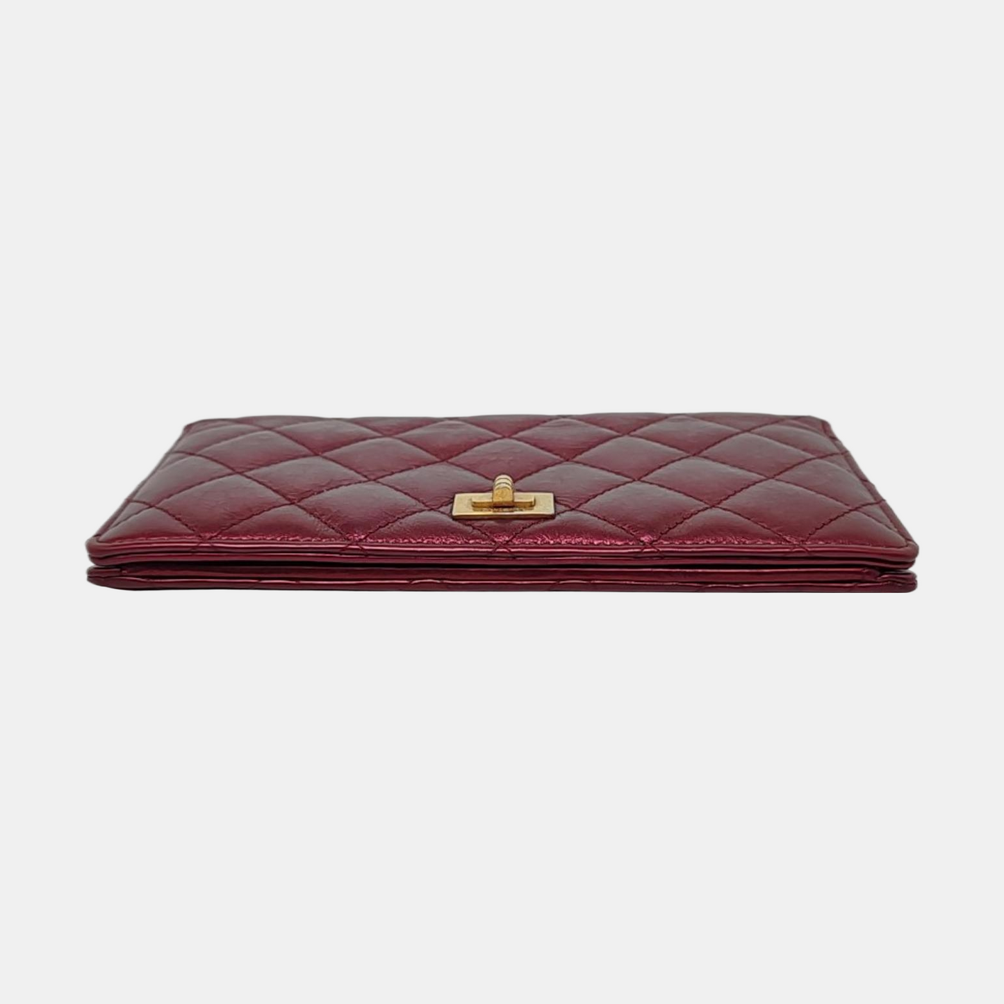 CHANEL 2.55 Plum Red Cowhide Diamond Quilted Wallet Golden hardware 12nan-(SKU)-958596895