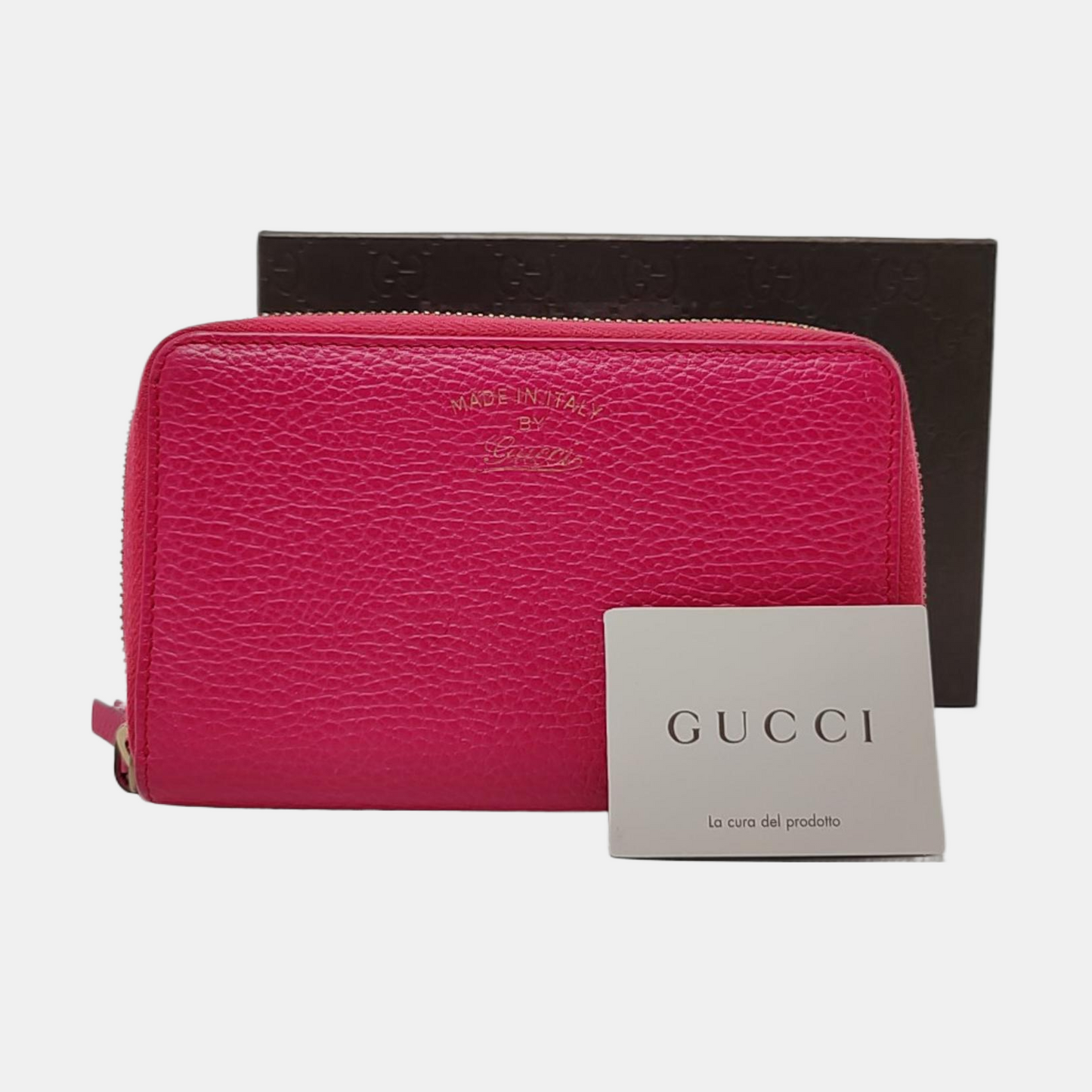 GUCCI Swing Fuchsia Leather Wallet Golden hardware-(SKU)-958800282