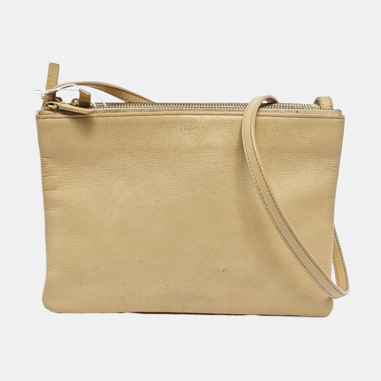 CELINE TRIO Small size Yellow cowhide single shoulder bag Golden hardware Sub-bag-(SKU)-958688928