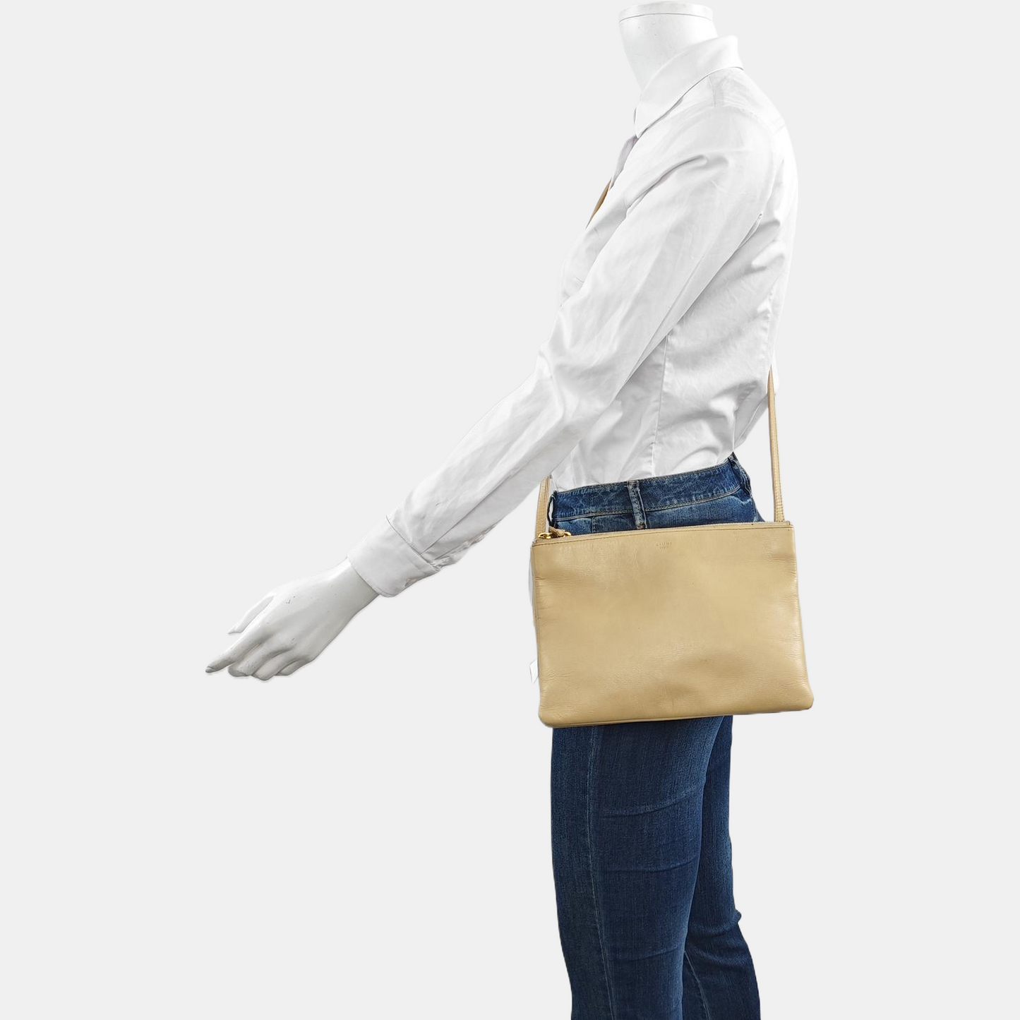 CELINE TRIO Small size Yellow cowhide single shoulder bag Golden hardware Sub-bag-(SKU)-958688928