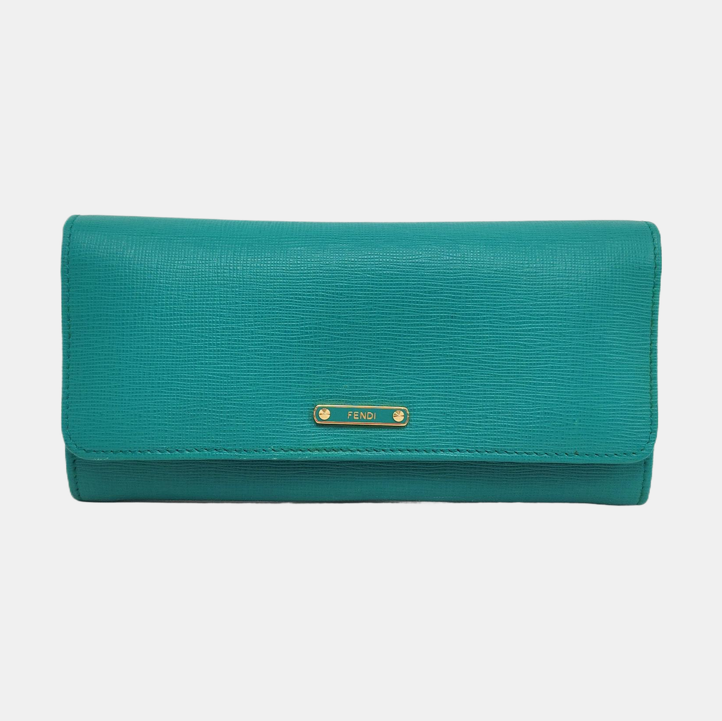 FENDI Blue Green Leather Wallet Golden hardware-(SKU)-958576220