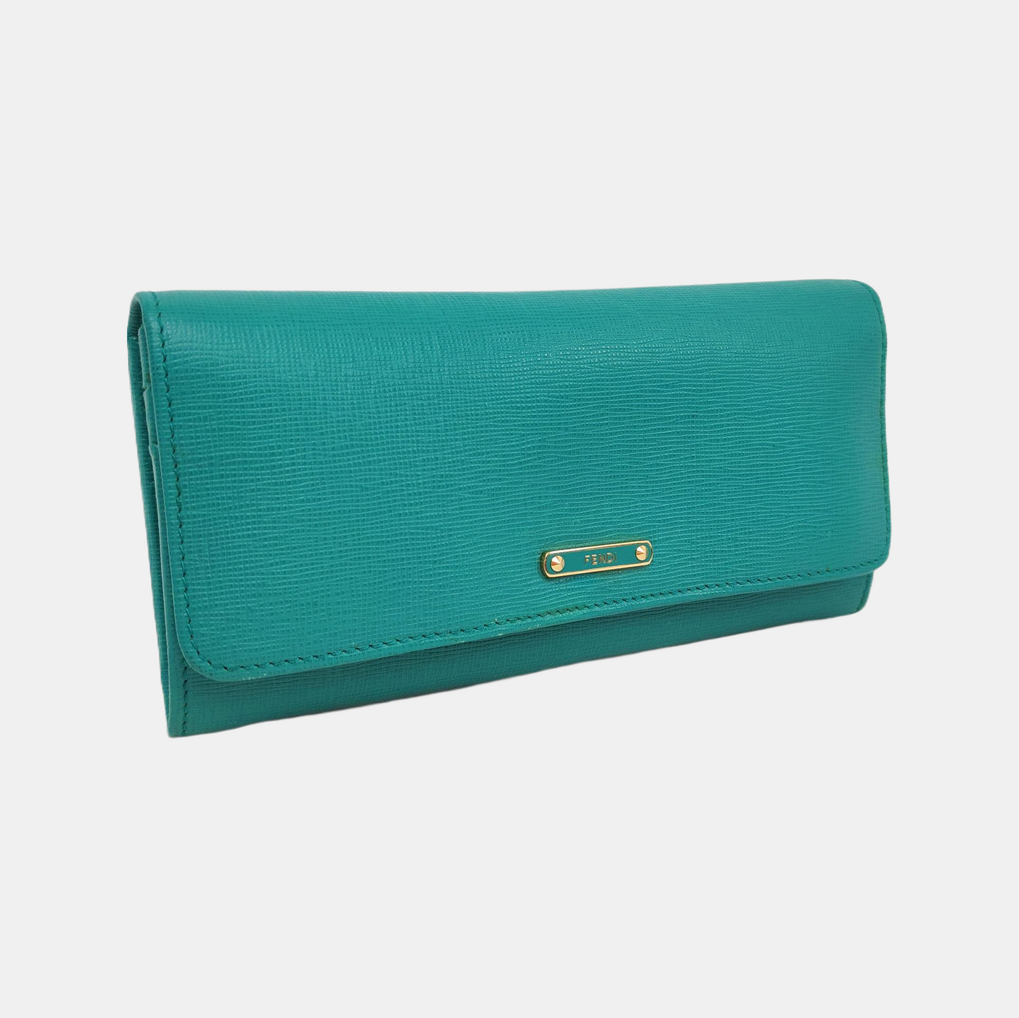 FENDI Blue Green Leather Wallet Golden hardware-(SKU)-958576220