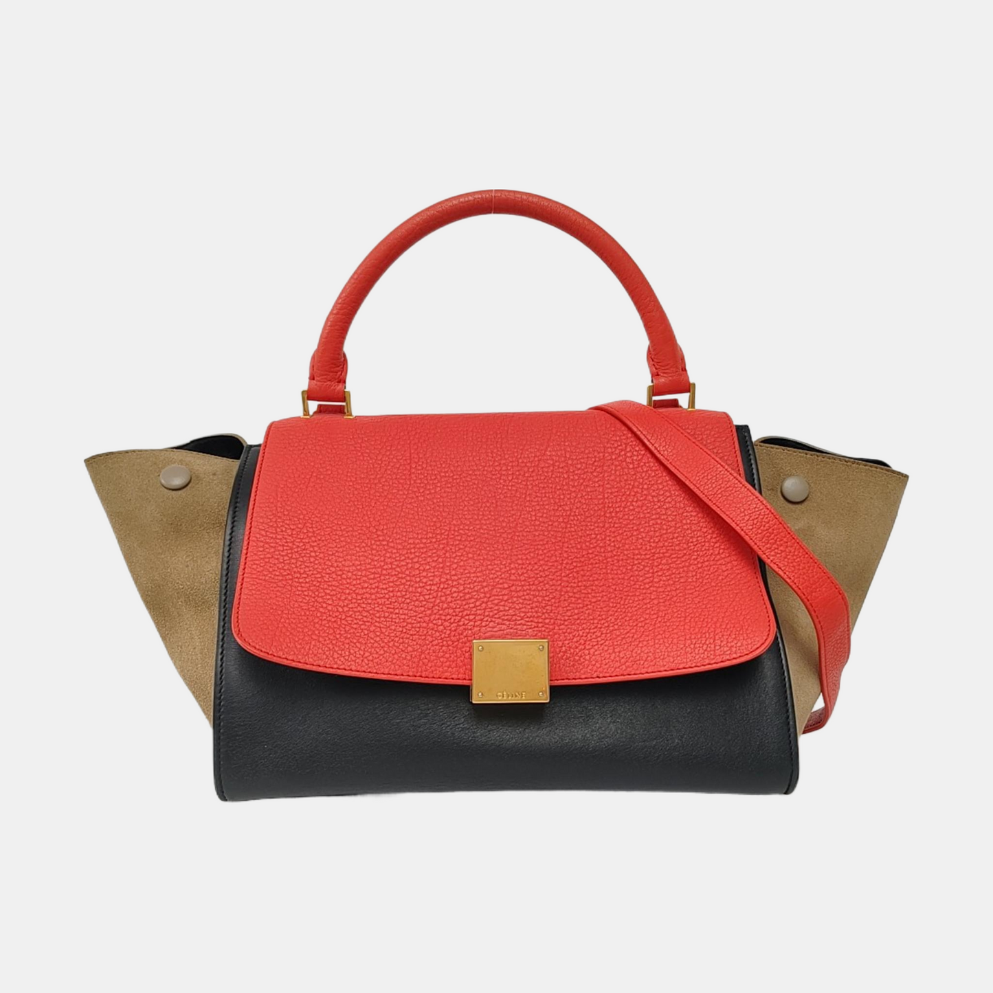 CELINE TRAPEZE Small size Multicolor Cowhide Swing Bag Single Shoulder Bag Handbag Golden hardware Removable shoulder strap-(SKU)-958711206