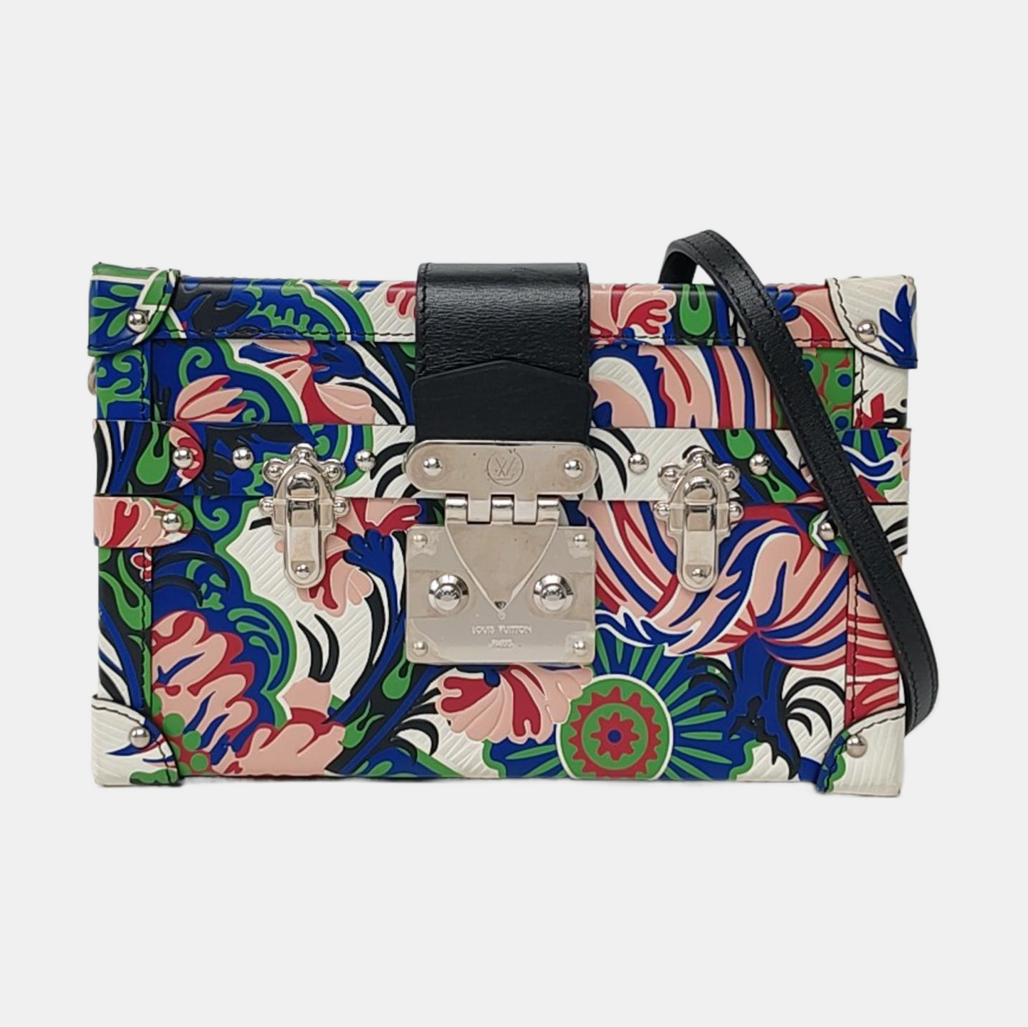 LOUIS VUITTON PETITE MALLE Multicolor Leather Printed Crossbody Shoulder Bag Silver Hardware Removable Strap-(SKU)-958783036