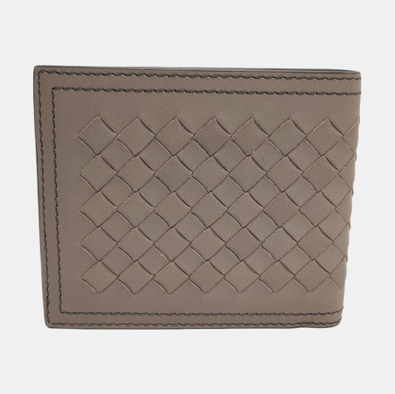 BOTTEGA VENETA Light Gray Cowhide Braided Wallet-(SKU)-958679771