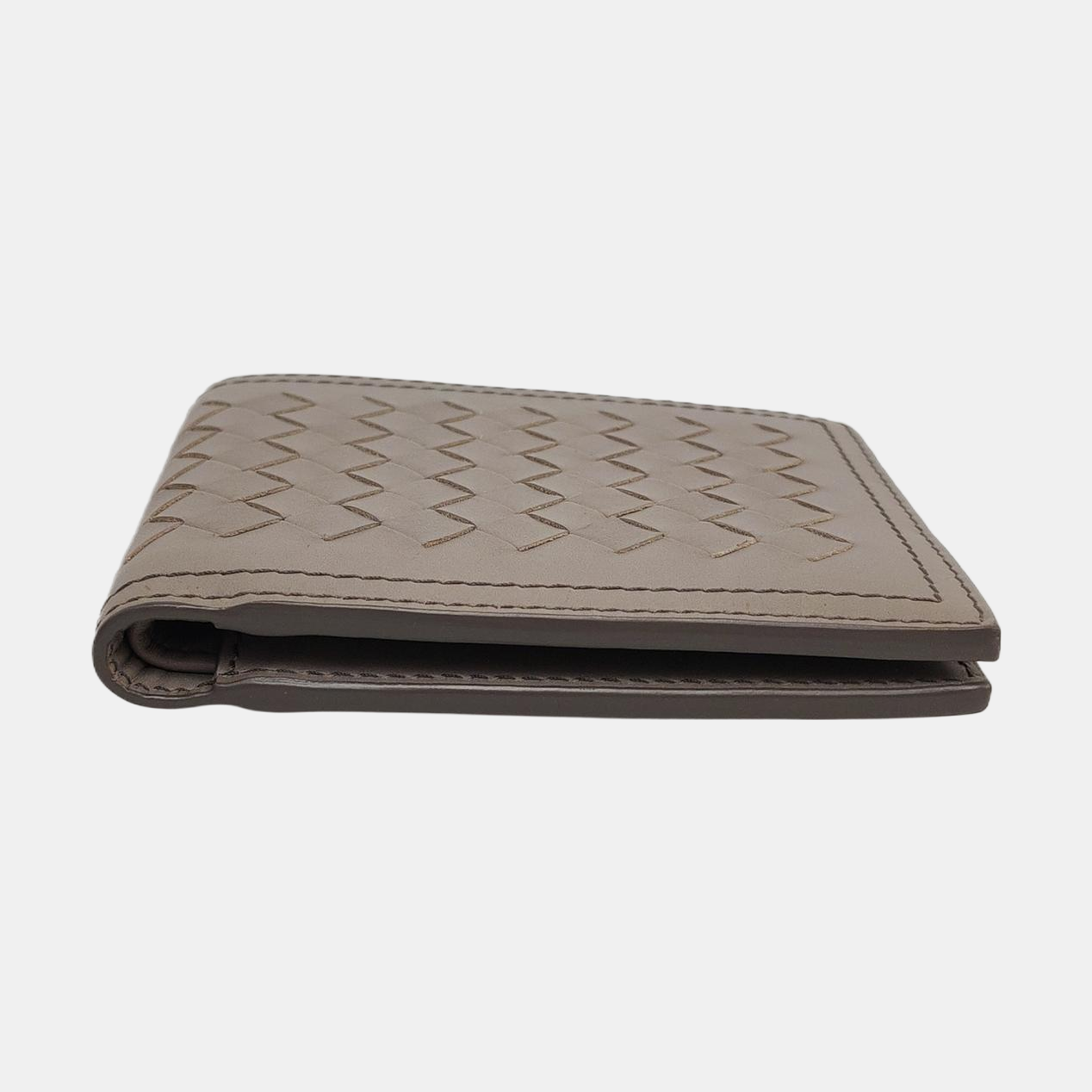 BOTTEGA VENETA Light Gray Cowhide Braided Wallet-(SKU)-958679771