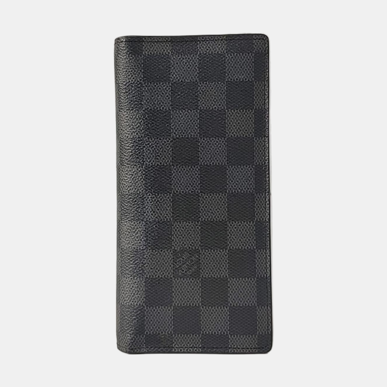 LOUIS VUITTON BRAZZA Gray Coated Canvas Chessboard Plaid Wallet Silver Hardware-(SKU)-958664175