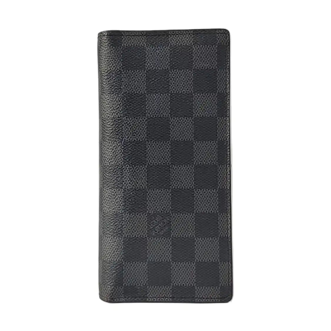LOUIS VUITTON BRAZZA Gray Coated Canvas Chessboard Plaid Wallet Silver Hardware-(SKU)-958664175