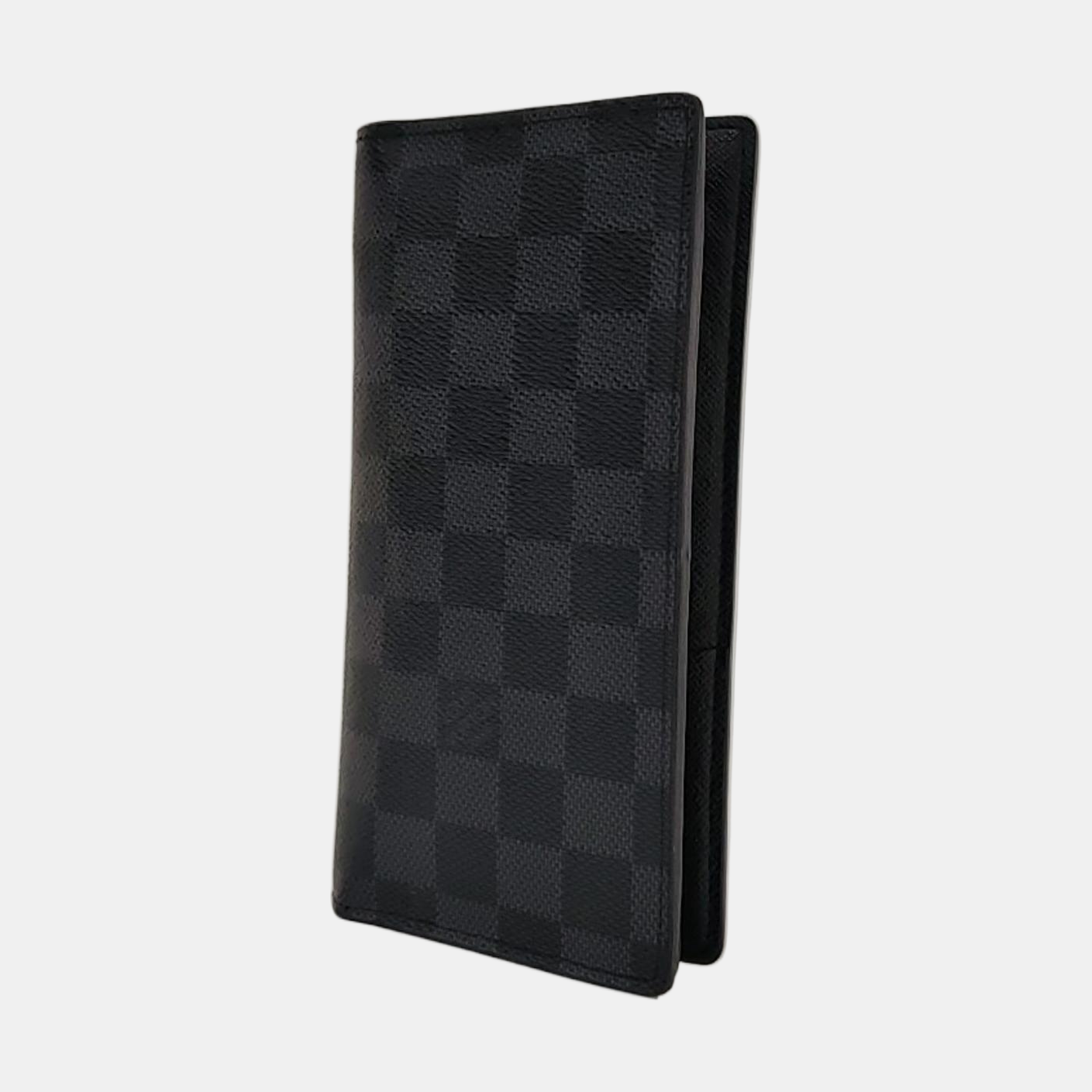 LOUIS VUITTON BRAZZA Gray Coated Canvas Chessboard Plaid Wallet Silver Hardware-(SKU)-958664175